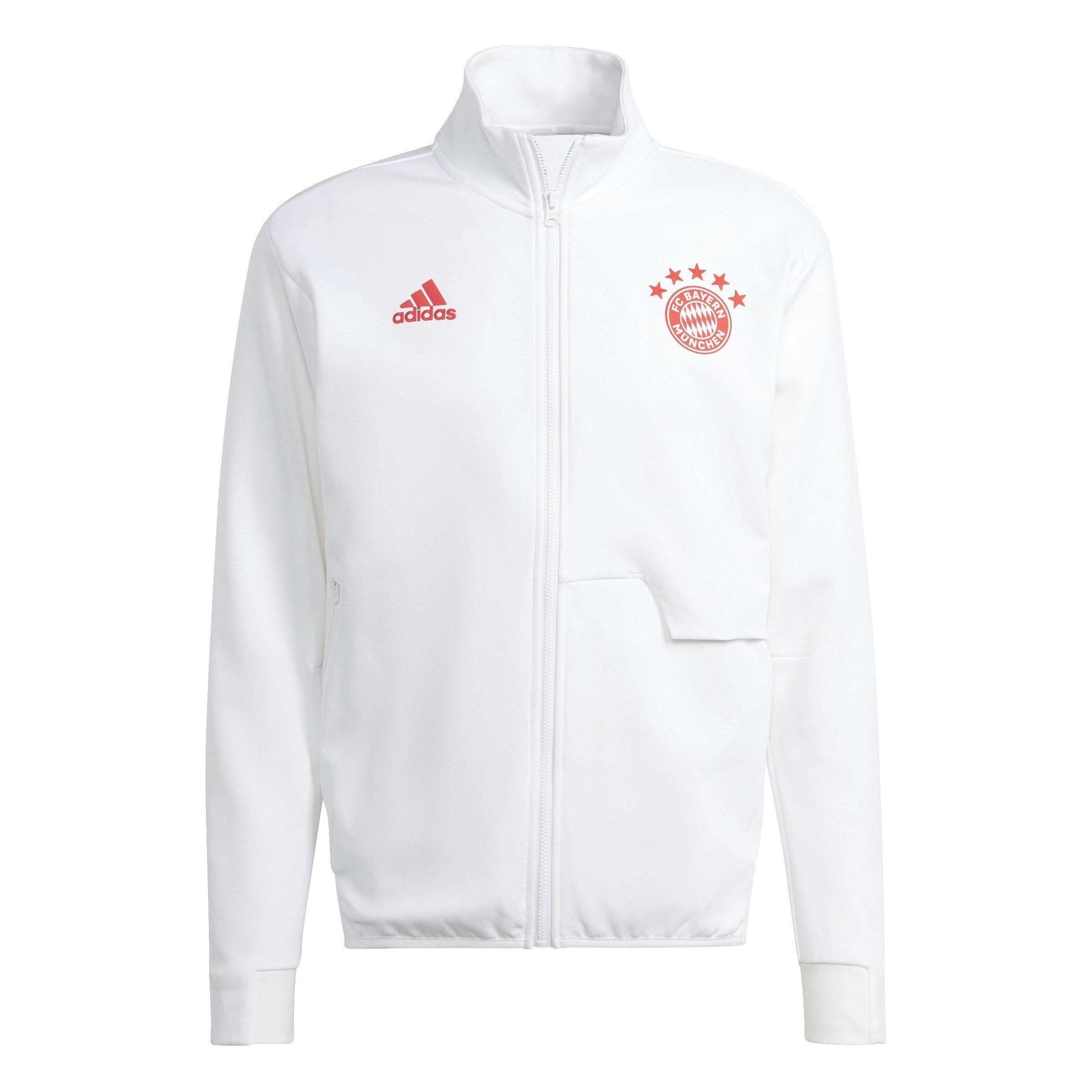 White - adidas - Bayern Munich Anthem Jacket Tracksuit 2022 2023 Top Mens - 2