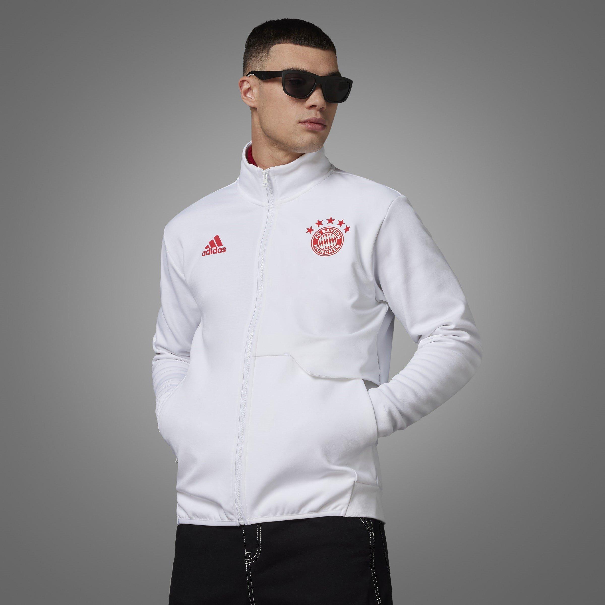 White - adidas - Bayern Munich Anthem Jacket Tracksuit 2022 2023 Top Mens - 12