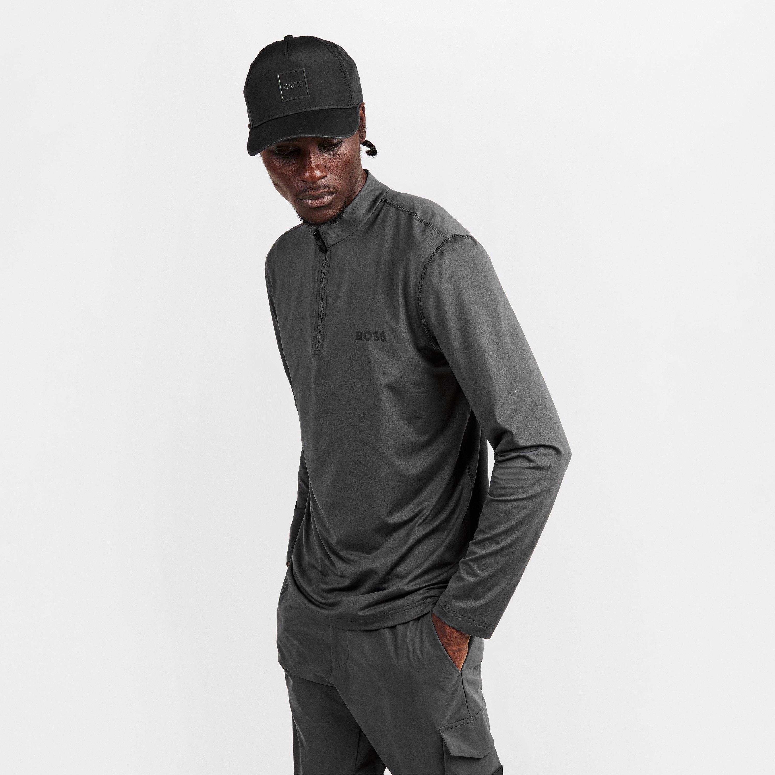 Grey - Boss - Men's  Green 1/4 Zip Performance Tracksuit Top - 3
