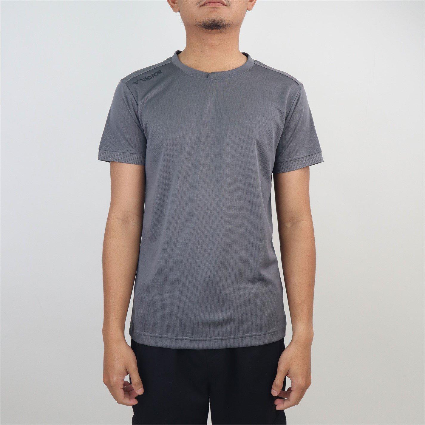 Grey - Victor - Logo Badminton Tee - 3