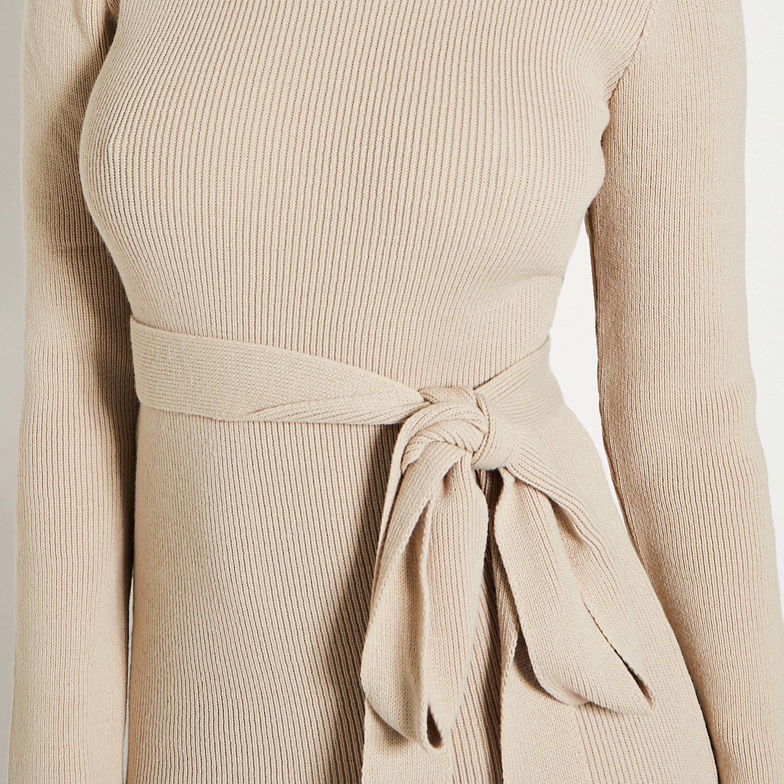 Steen - I Saw It First - ISAWITFIRST Knitted Turtle Neck Belted Mini Dress - 5