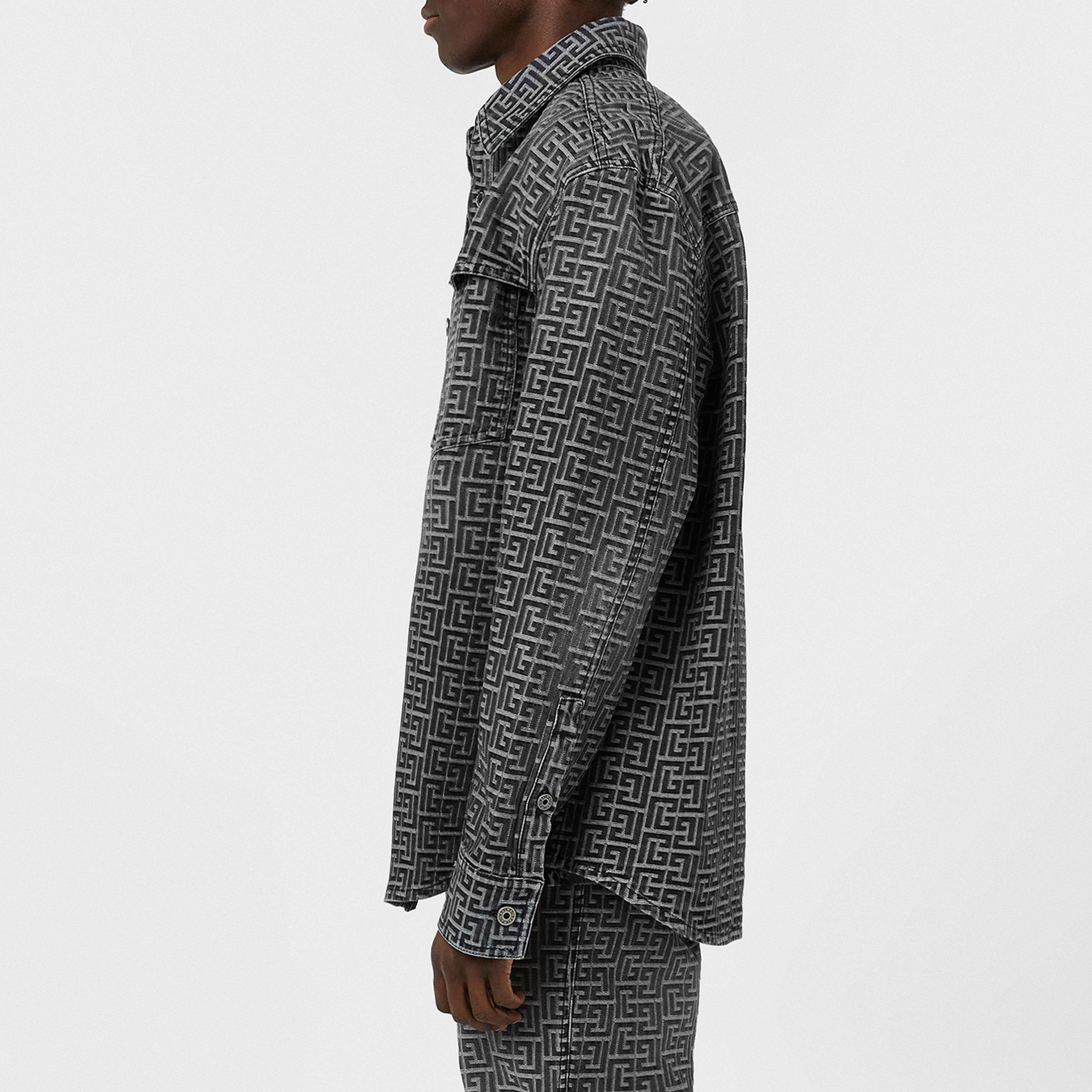 Black 0PC - Balmain - Monogrammed Jacquard Denim Shirt - 2