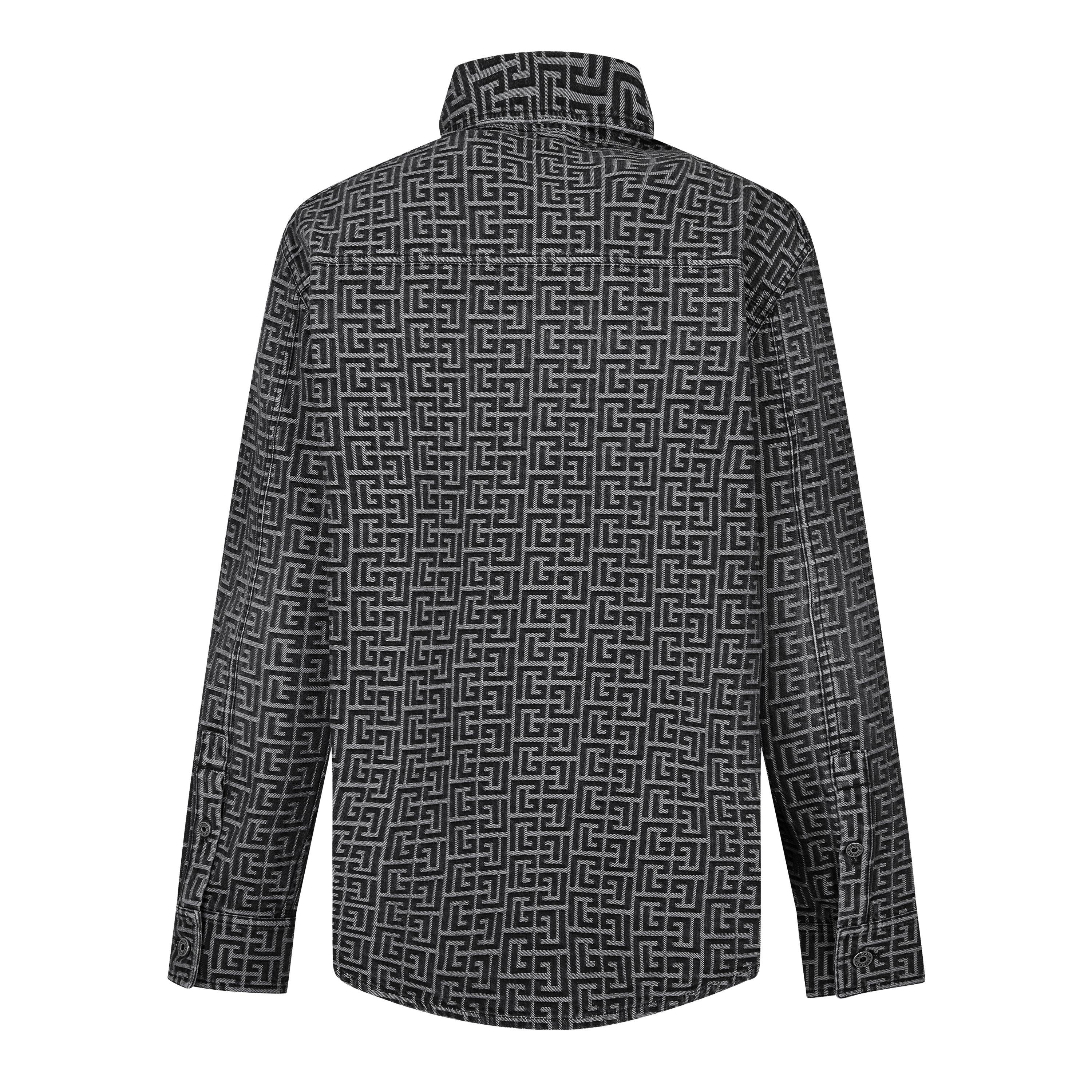 Black 0PC - Balmain - Monogrammed Jacquard Denim Shirt - 6