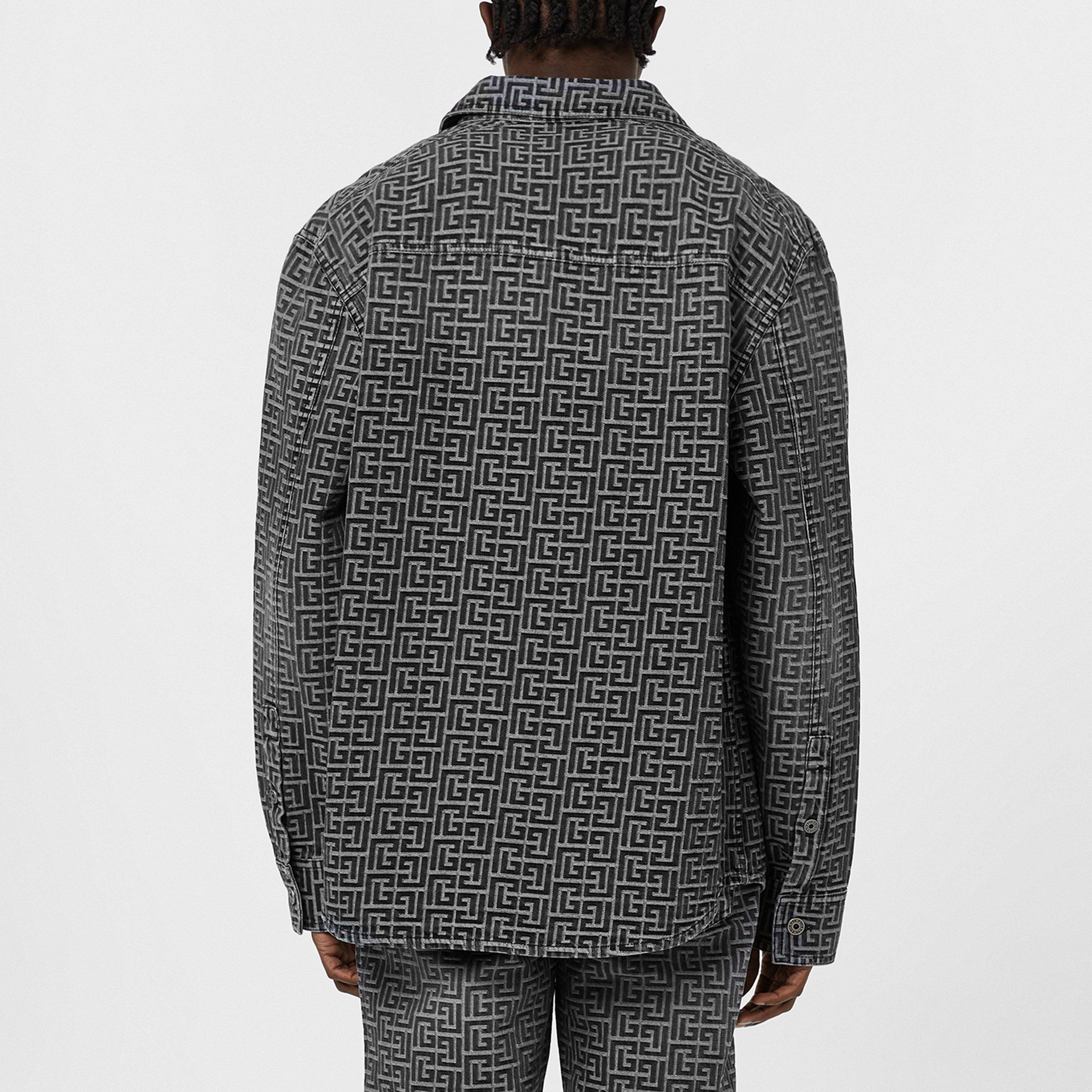 Black 0PC - Balmain - Monogrammed Jacquard Denim Shirt - 3