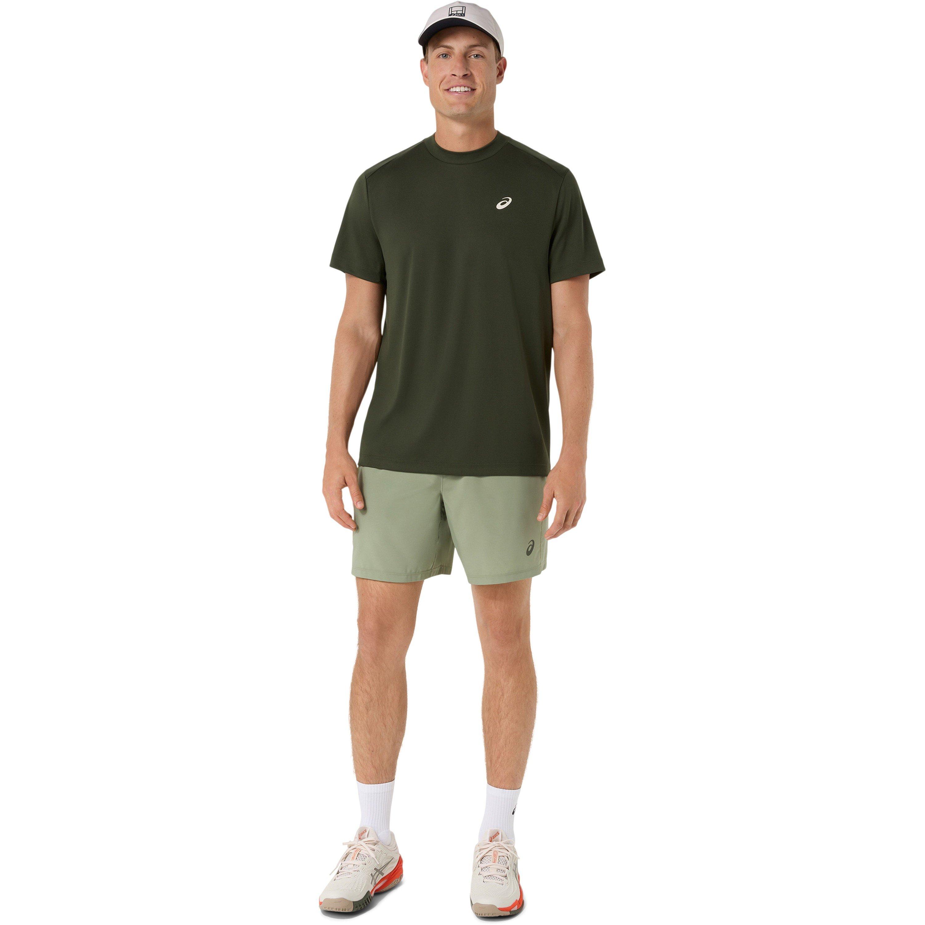 Khaki Green - Asics - Men's Court 7in Tennis Shorts - 3