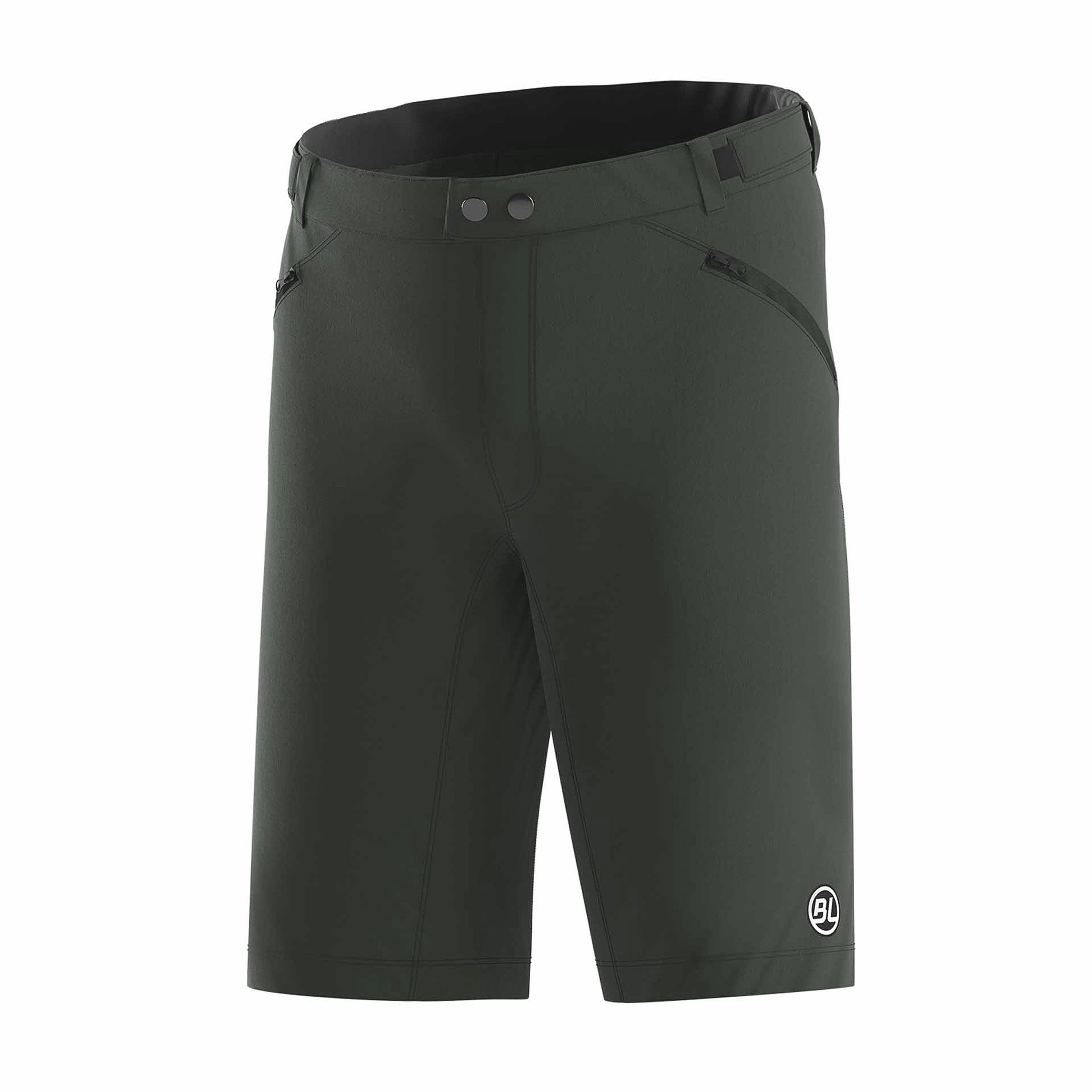 Dark Green - Bicycle Line - Men's Ostiglia 2 Baggy Knee Length Zip Pockets MTB Shorts - 1