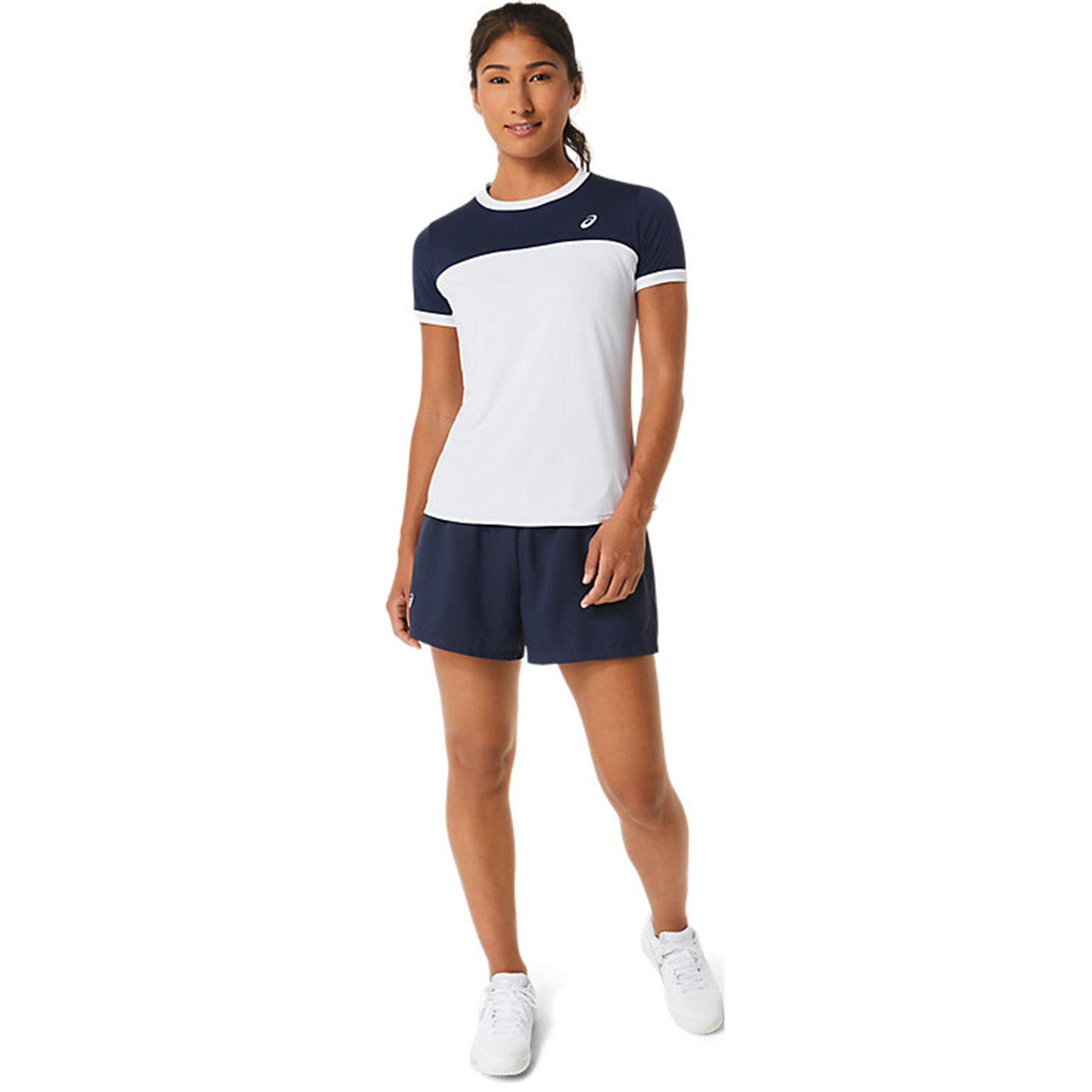 Br Wht/Midnight - Asics - Asics WOMEN COURT Short Sleeves Top - 6