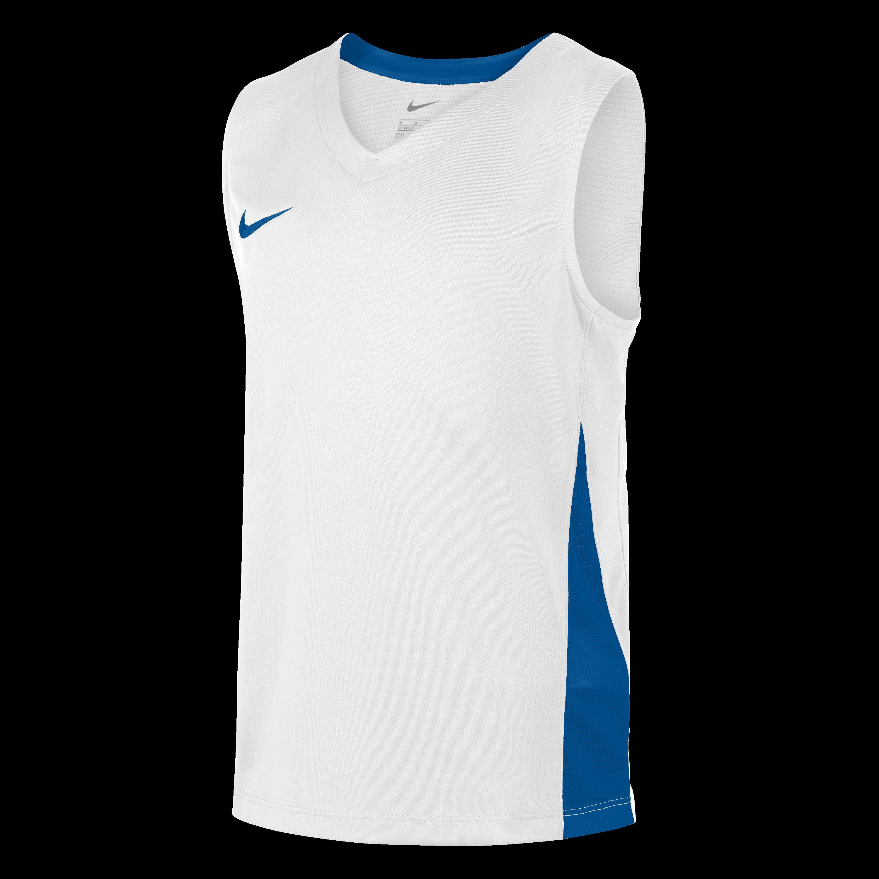 Nike  Kids Performance Basketball Jersey - White/Ryl Blue - 5-6 (XS)