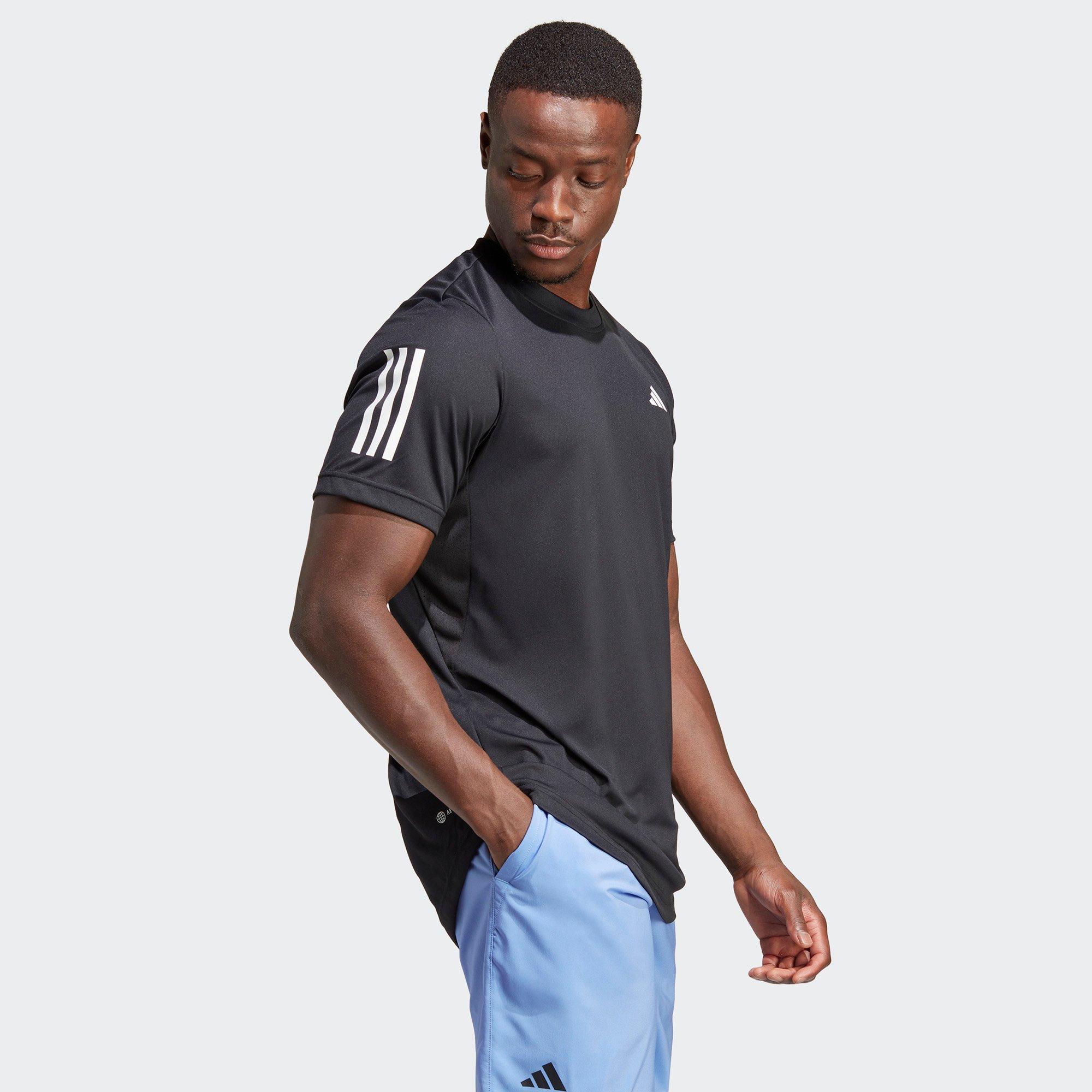 Black - adidas - Club Tennis Three Stripes Mens Performance T Shirt - 6