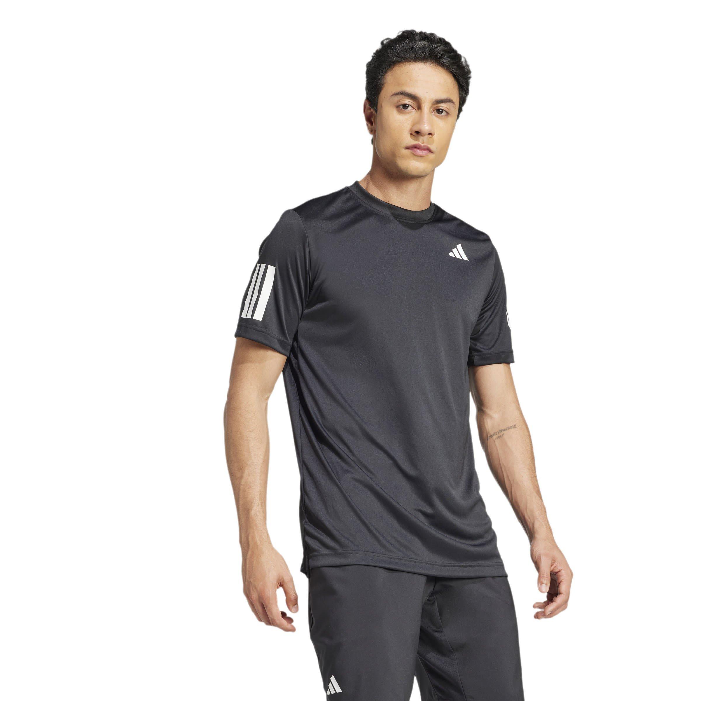 Black - adidas - Club Tennis Three Stripes Mens Performance T Shirt - 5