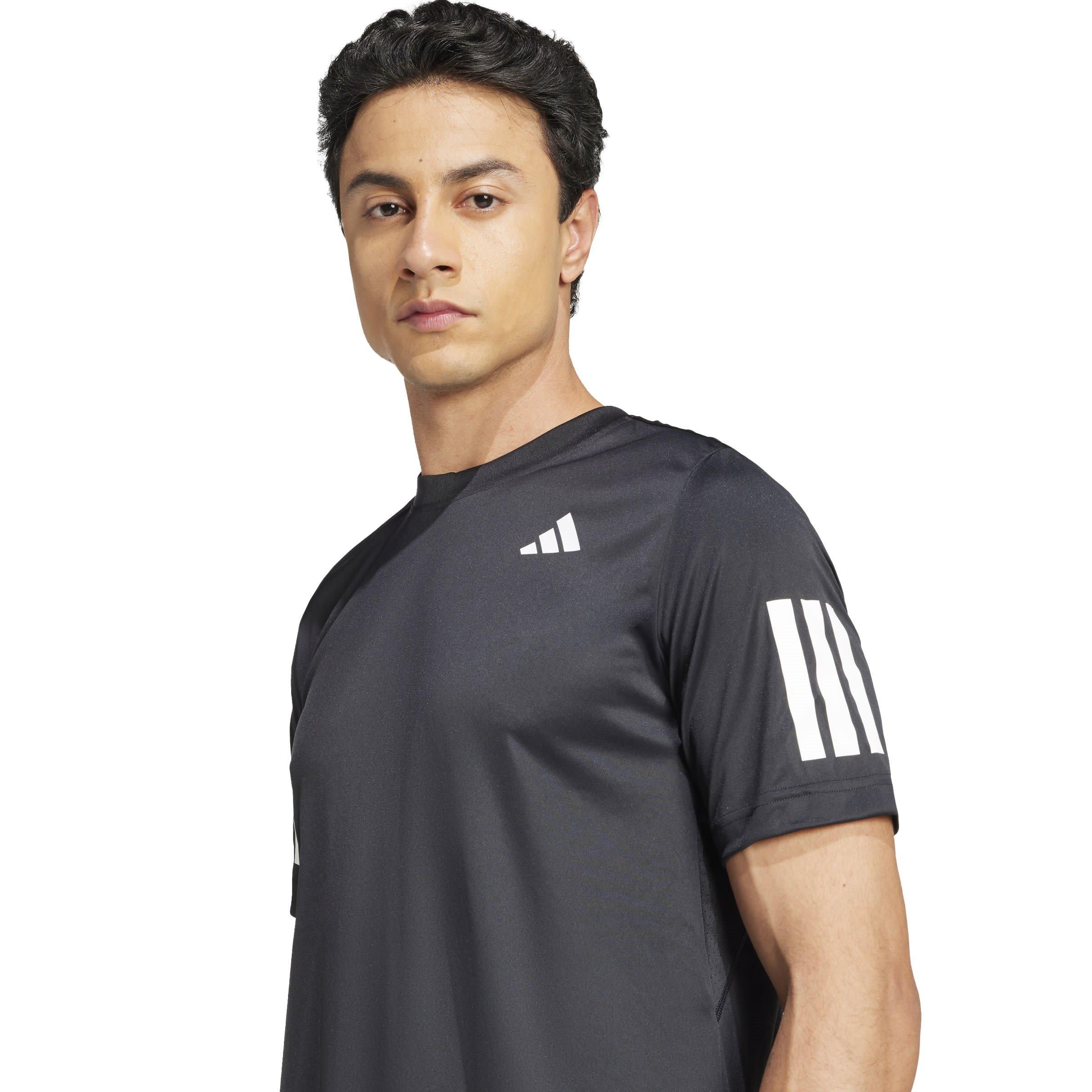 Black - adidas - Club Tennis Three Stripes Mens Performance T Shirt - 6