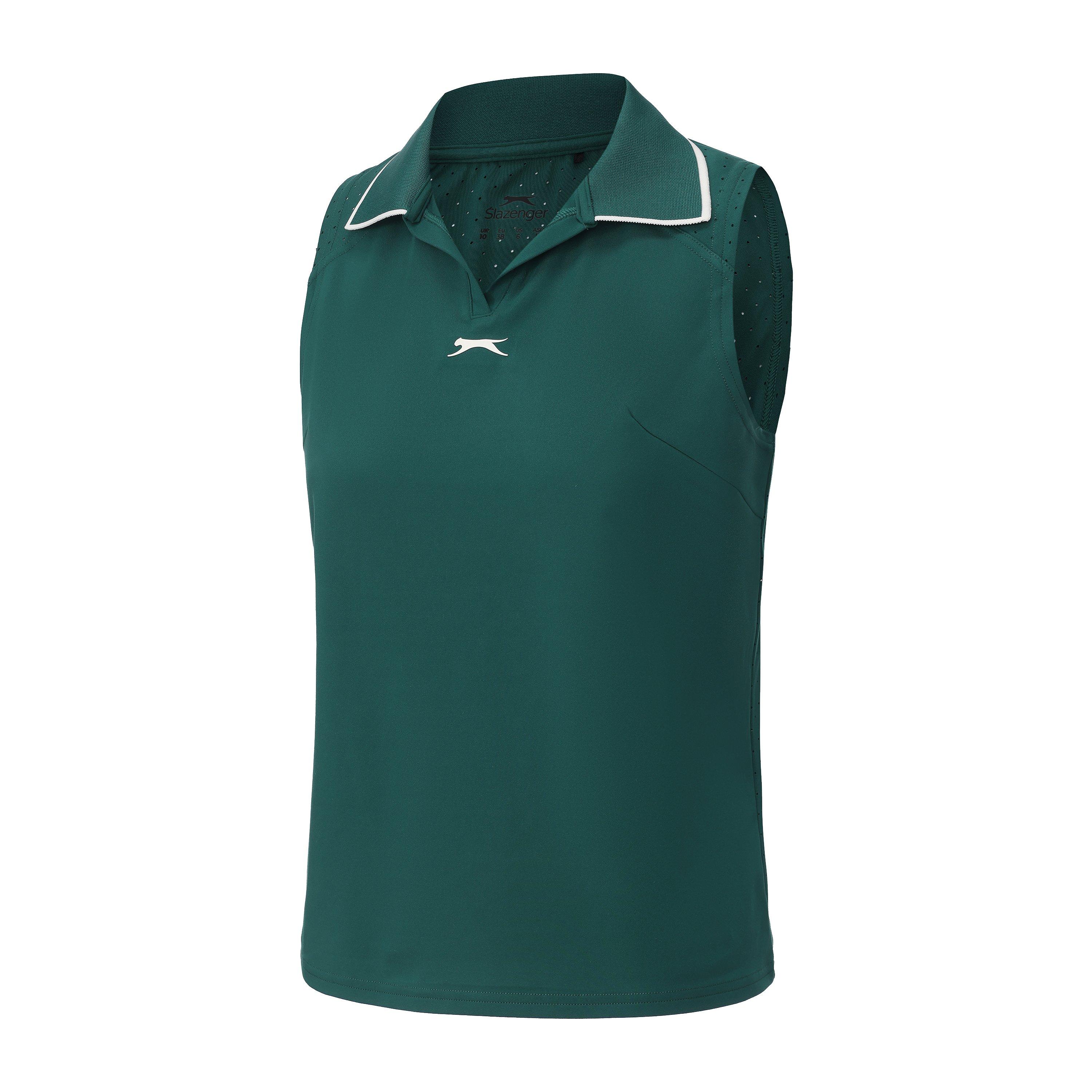 Green - Slazenger - Women's Sleeveless Polo Neck Performance Vest - 2