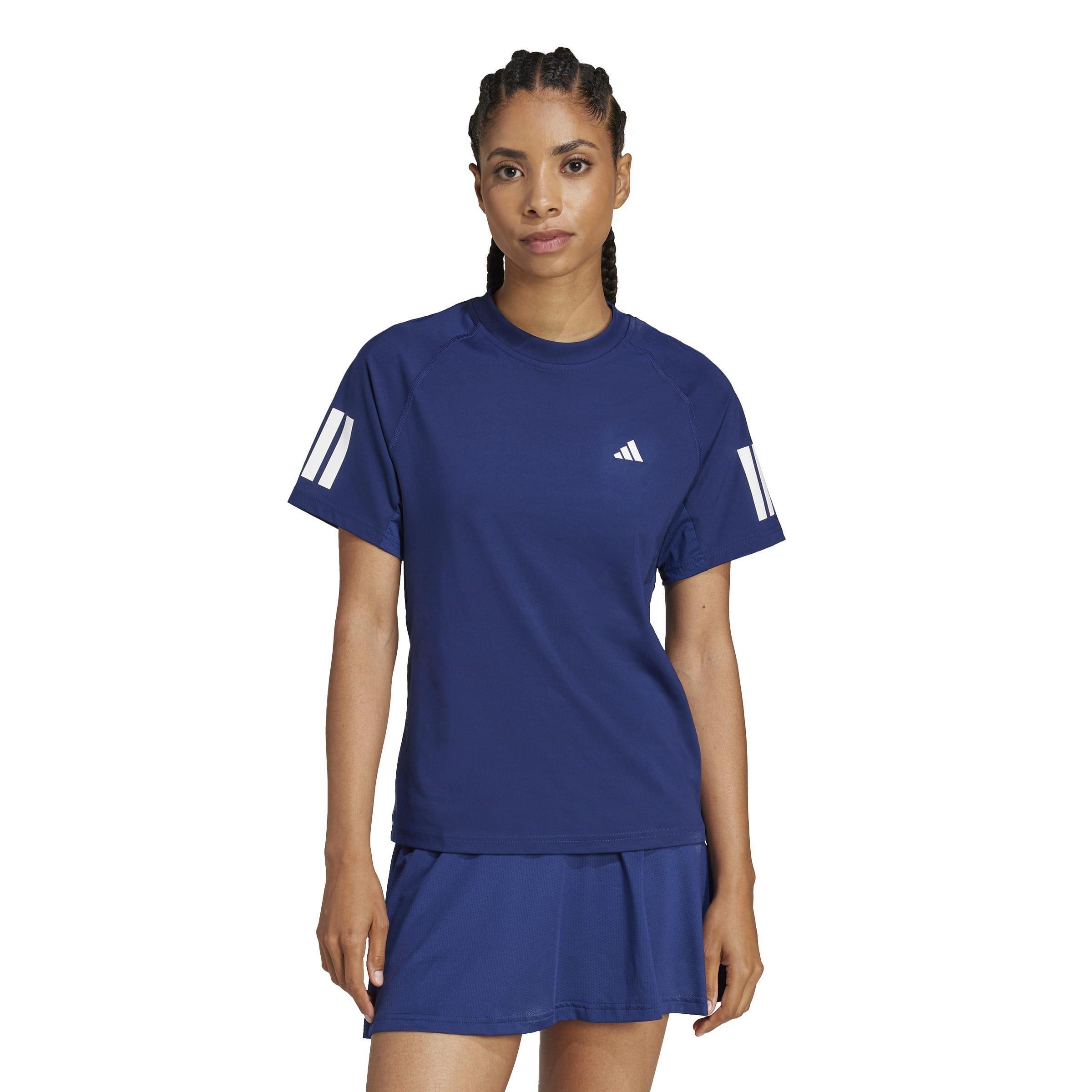 Dark Blue - adidas - Club 3-Stripes Tennis Climacool T-Shirt Womens - 3