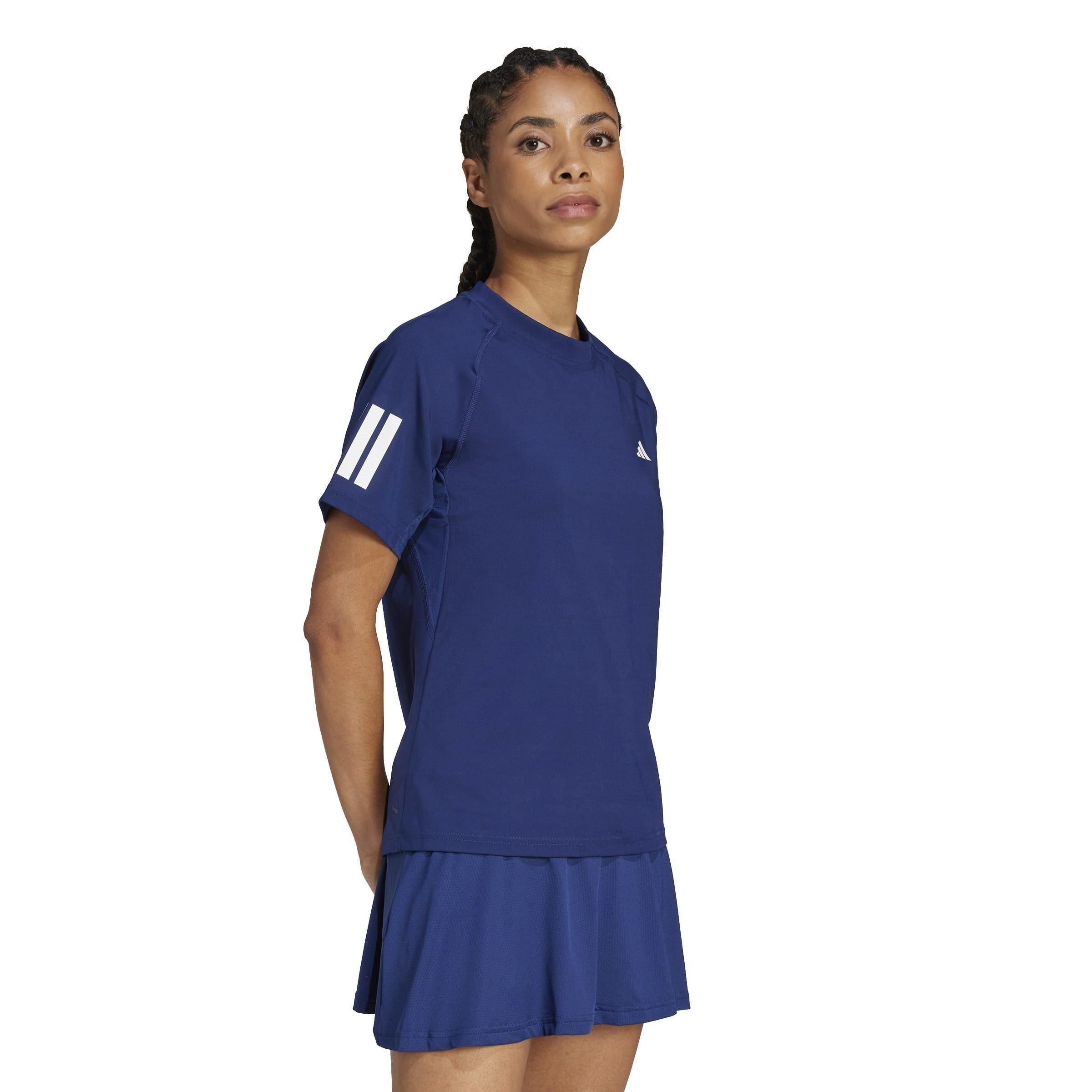 Dark Blue - adidas - Club 3-Stripes Tennis Climacool T-Shirt Womens - 7