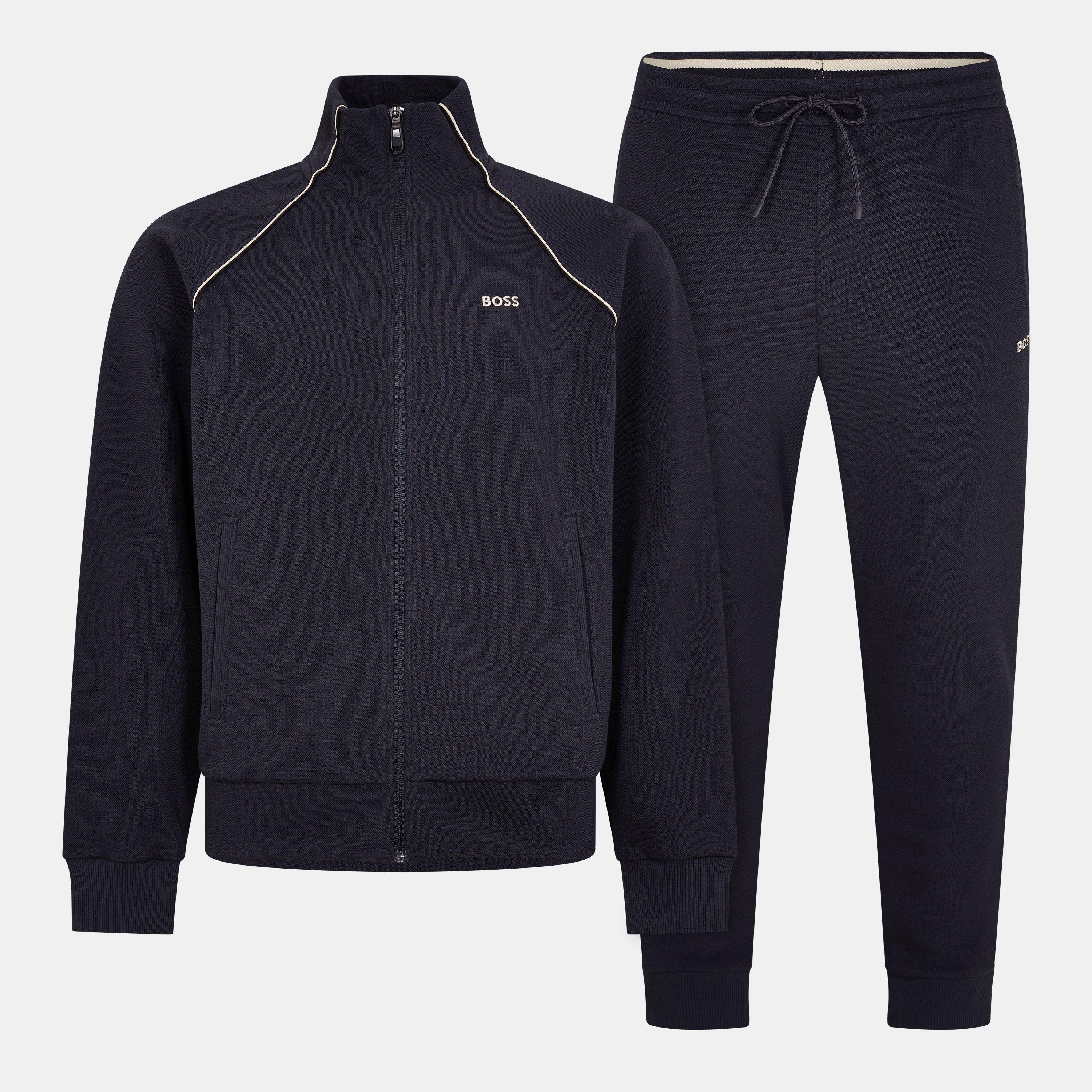 Boss Mens BOSS GREEN Woven Tracksuit 2-Piece Set with Piping & Logo Detail - Dark Blue 402 - Size 2XL