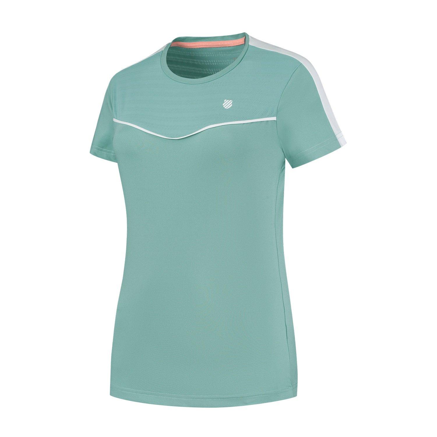 K Swiss Women's Hypercourt Rntp2 Short Sleeve Performance T-Shirt - Nile Blue - 14 (L)