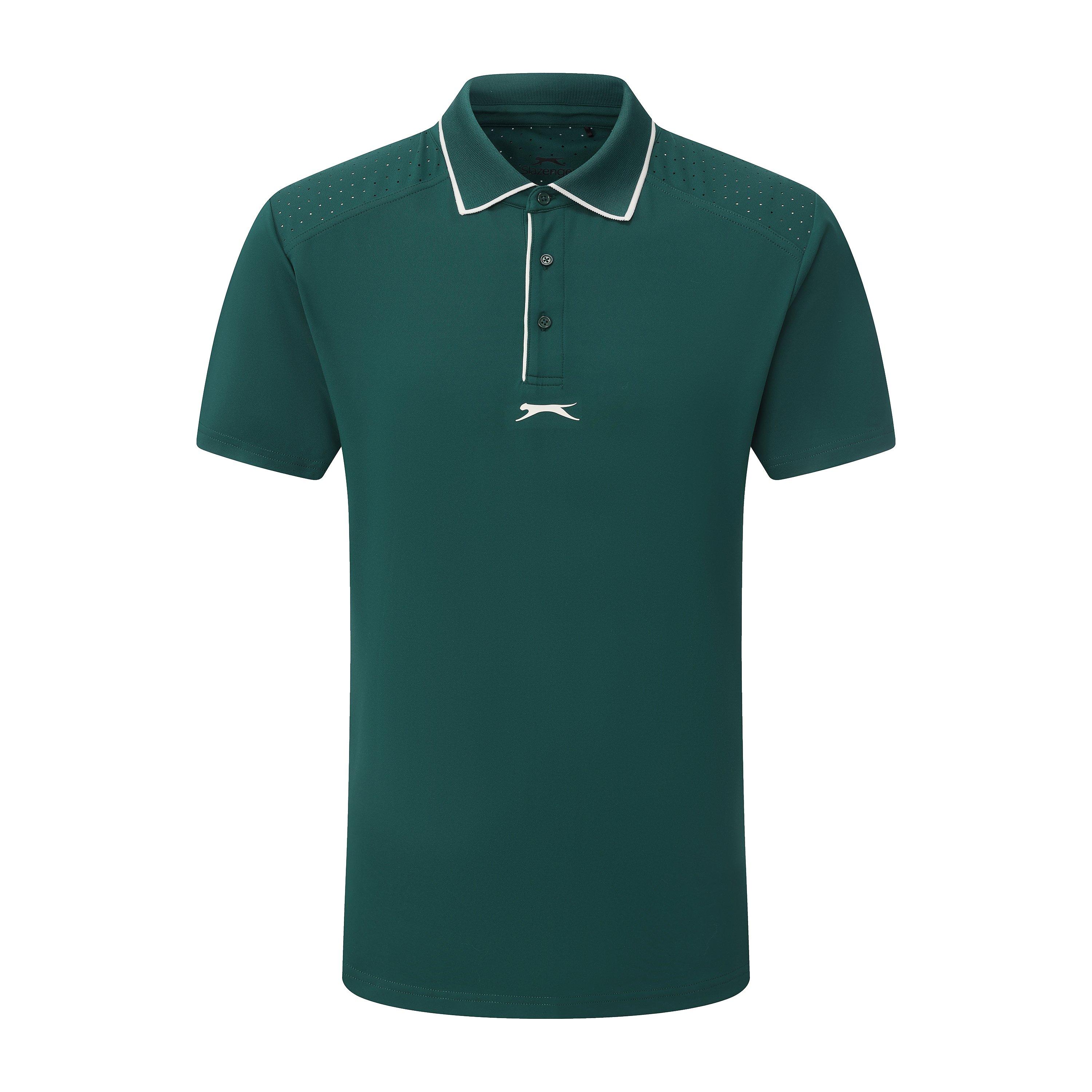 Slazenger Men's Tennis Short Sleeve Performance Polo Shirt - Green - 2XL