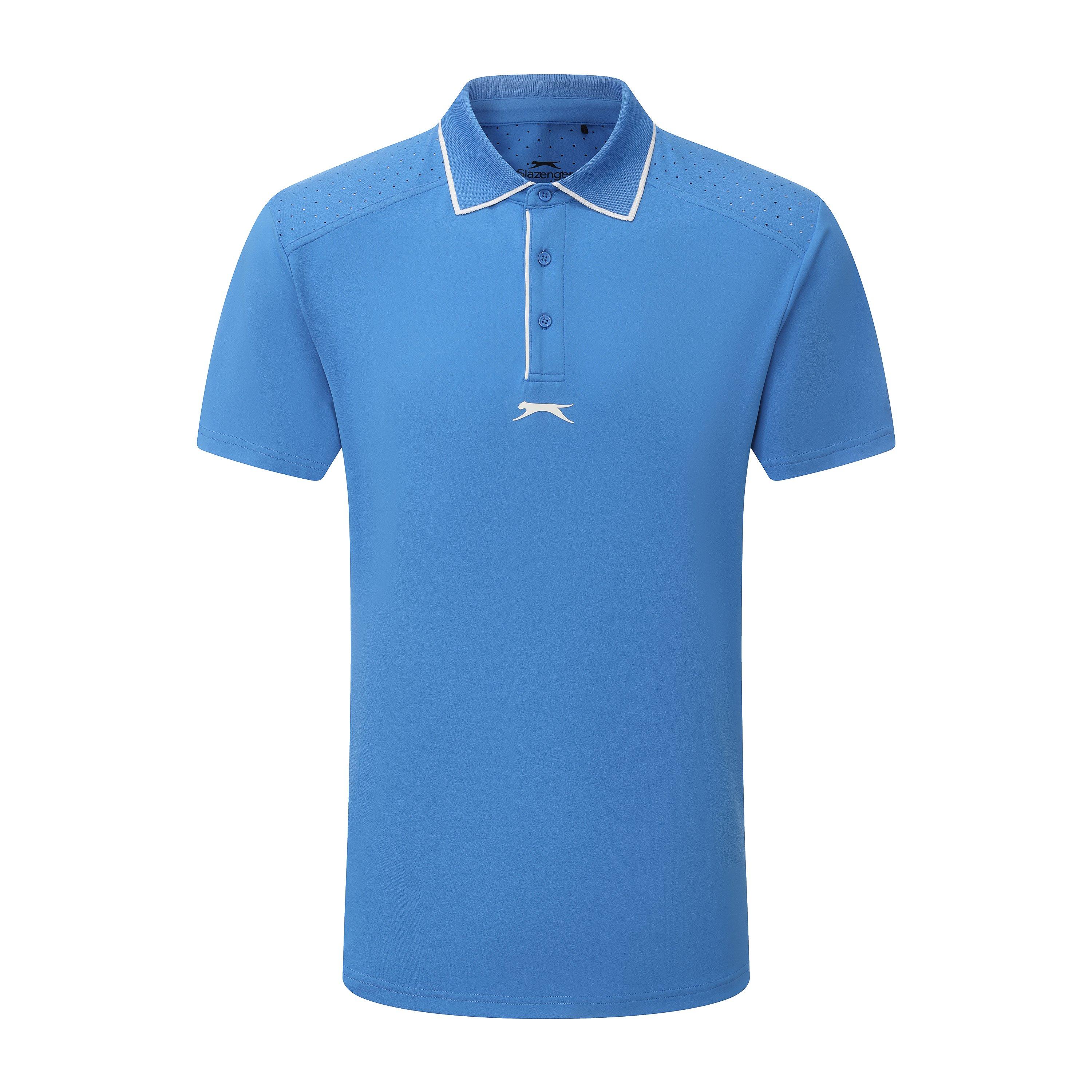 Slazenger Men's Tennis Short Sleeve Performance Polo Shirt - Blue - 2XL