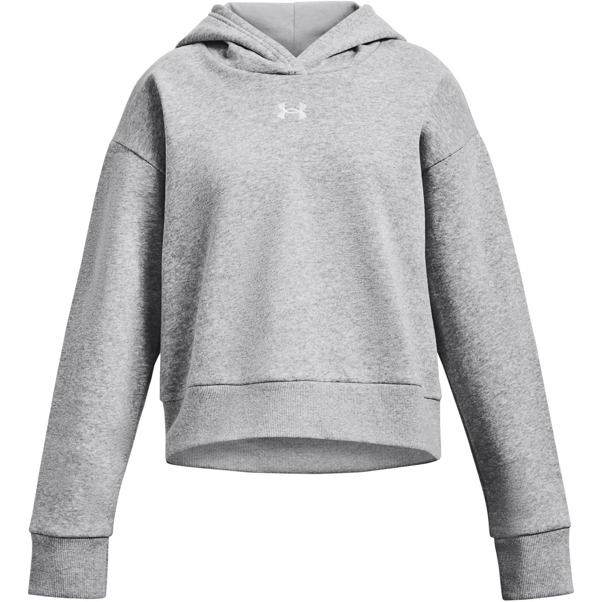 Under Armour Girls Ua Rival Fleece Crop Hoodie Hoody - Gray - 5-6 (XS)