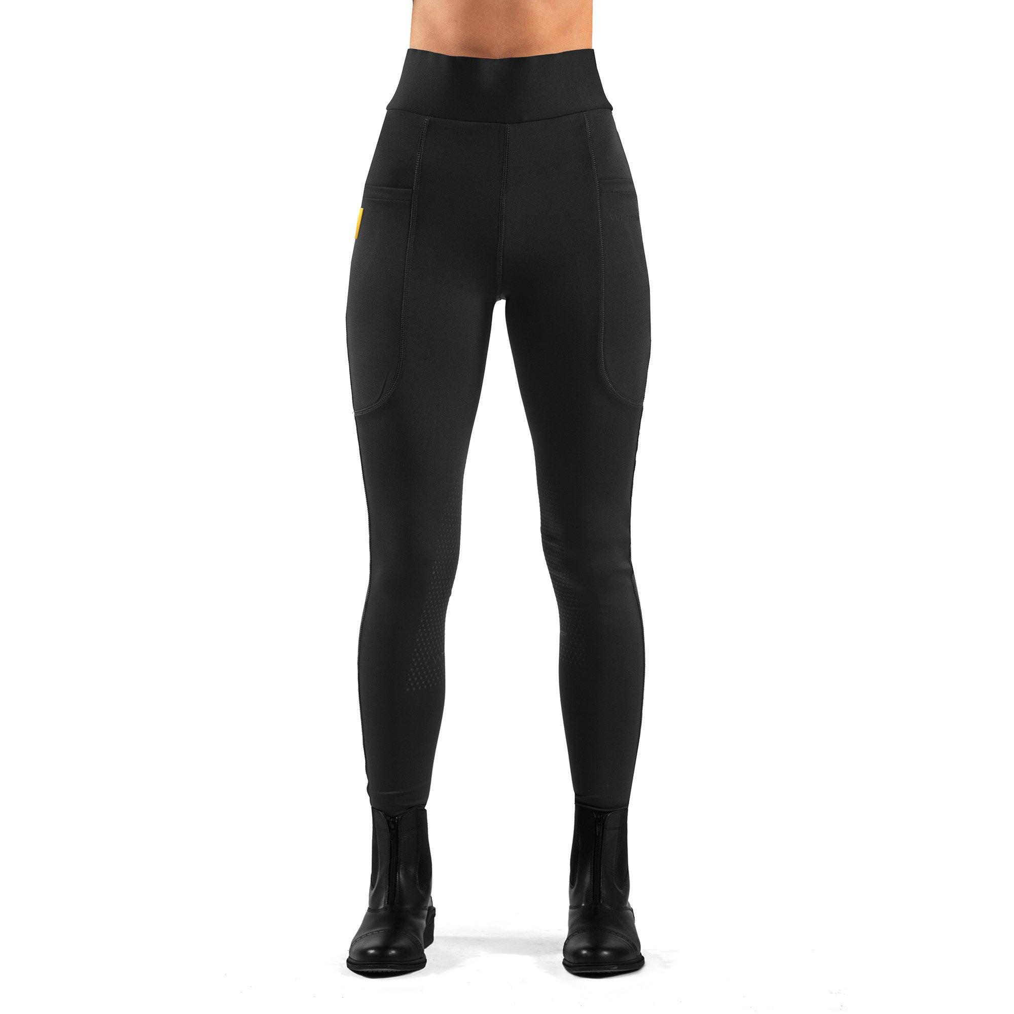 Black - John Whitaker - Alderley Ladies Riding Tights with Silicone Knee Patches - 1