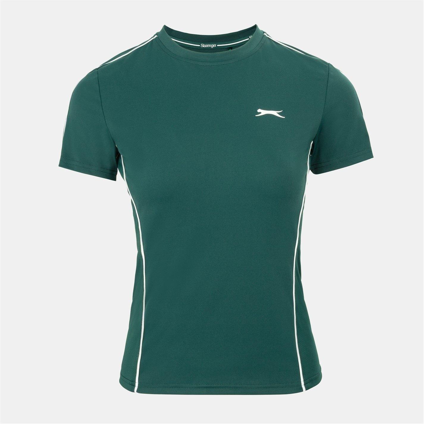 Slazenger Women's Tech Contrast Detail Tennis Tee - Forest Green - 8 (36)