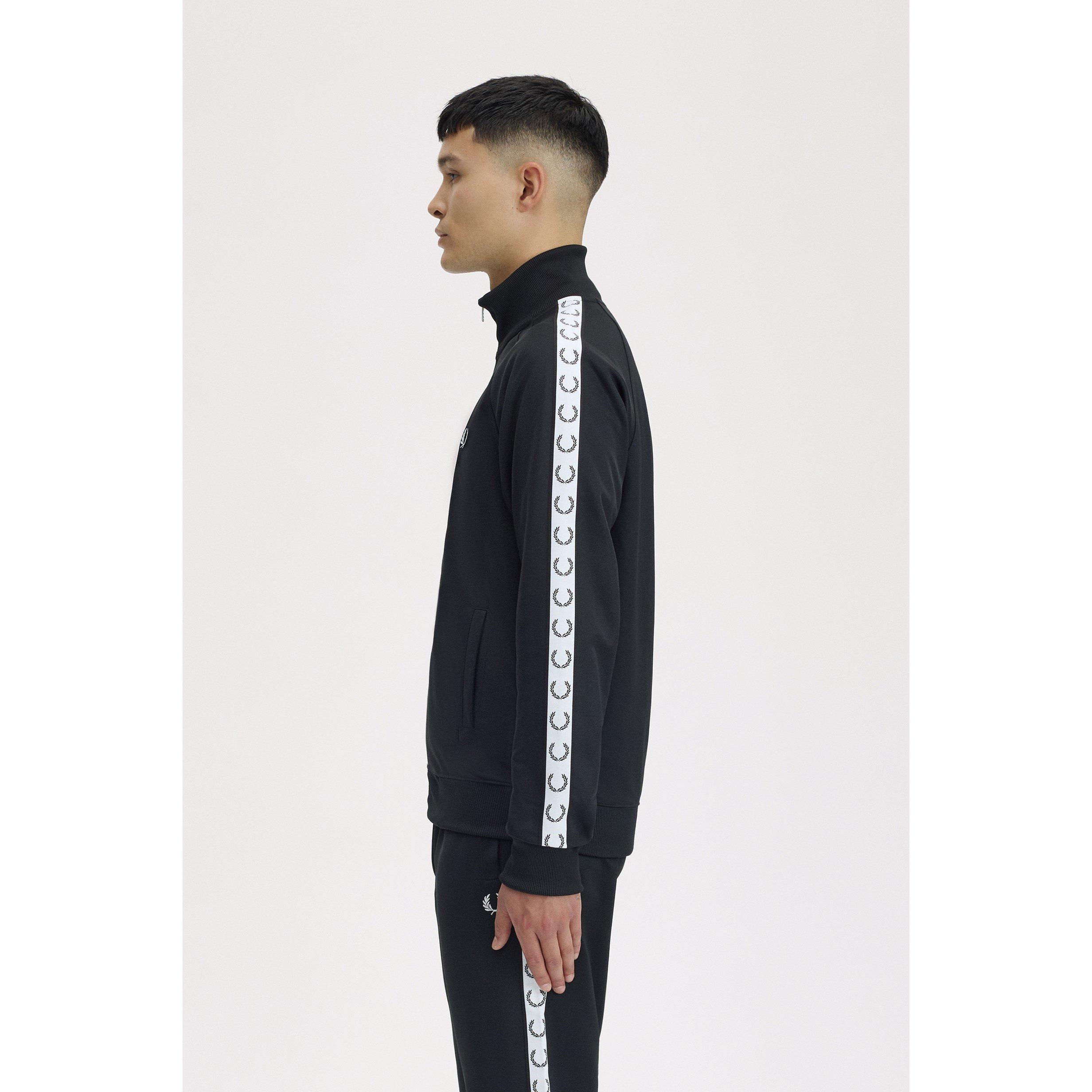 Black 198 - Fred Perry - Mens Tape Poly Tracksuit Top - 4