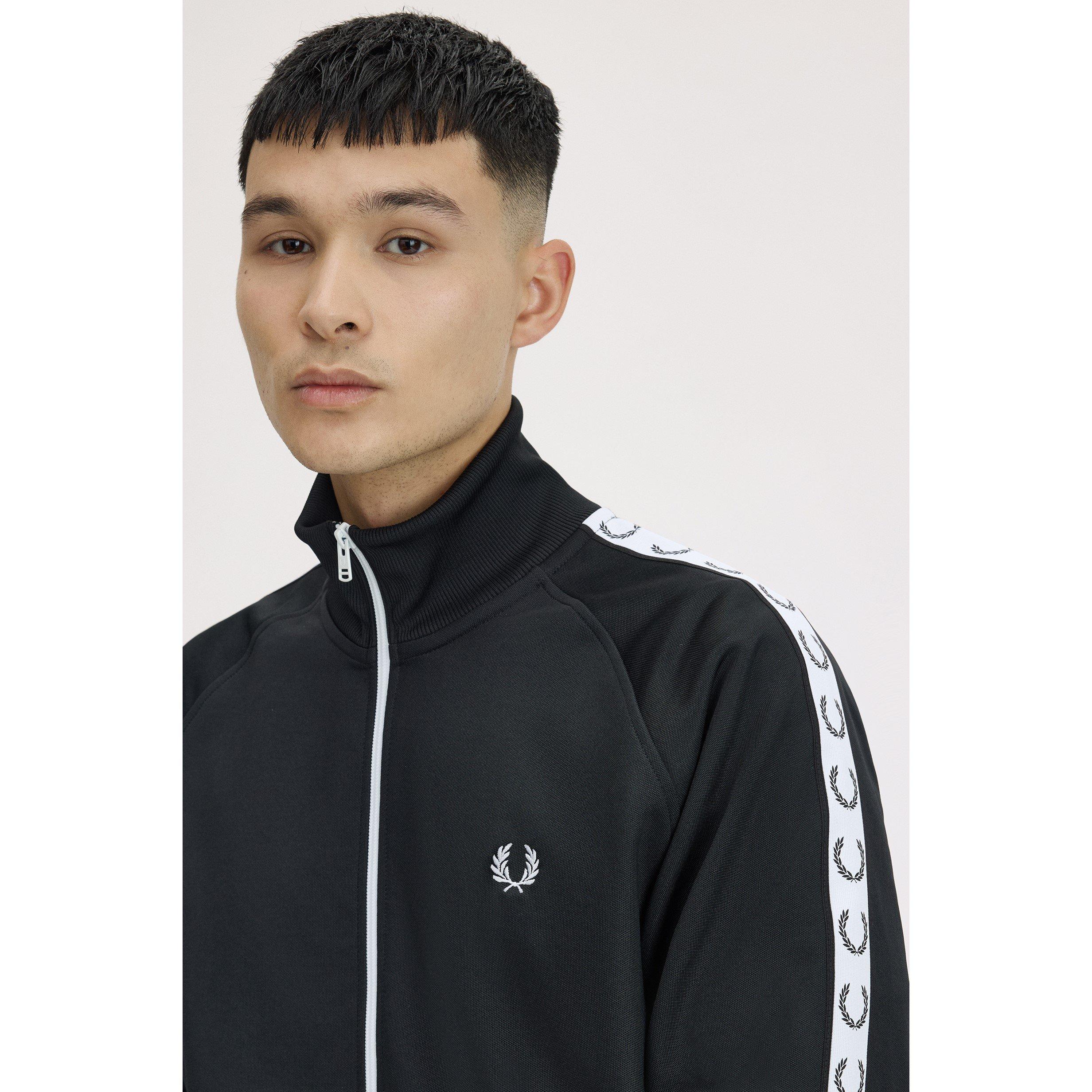 Black 198 - Fred Perry - Mens Tape Poly Tracksuit Top - 5
