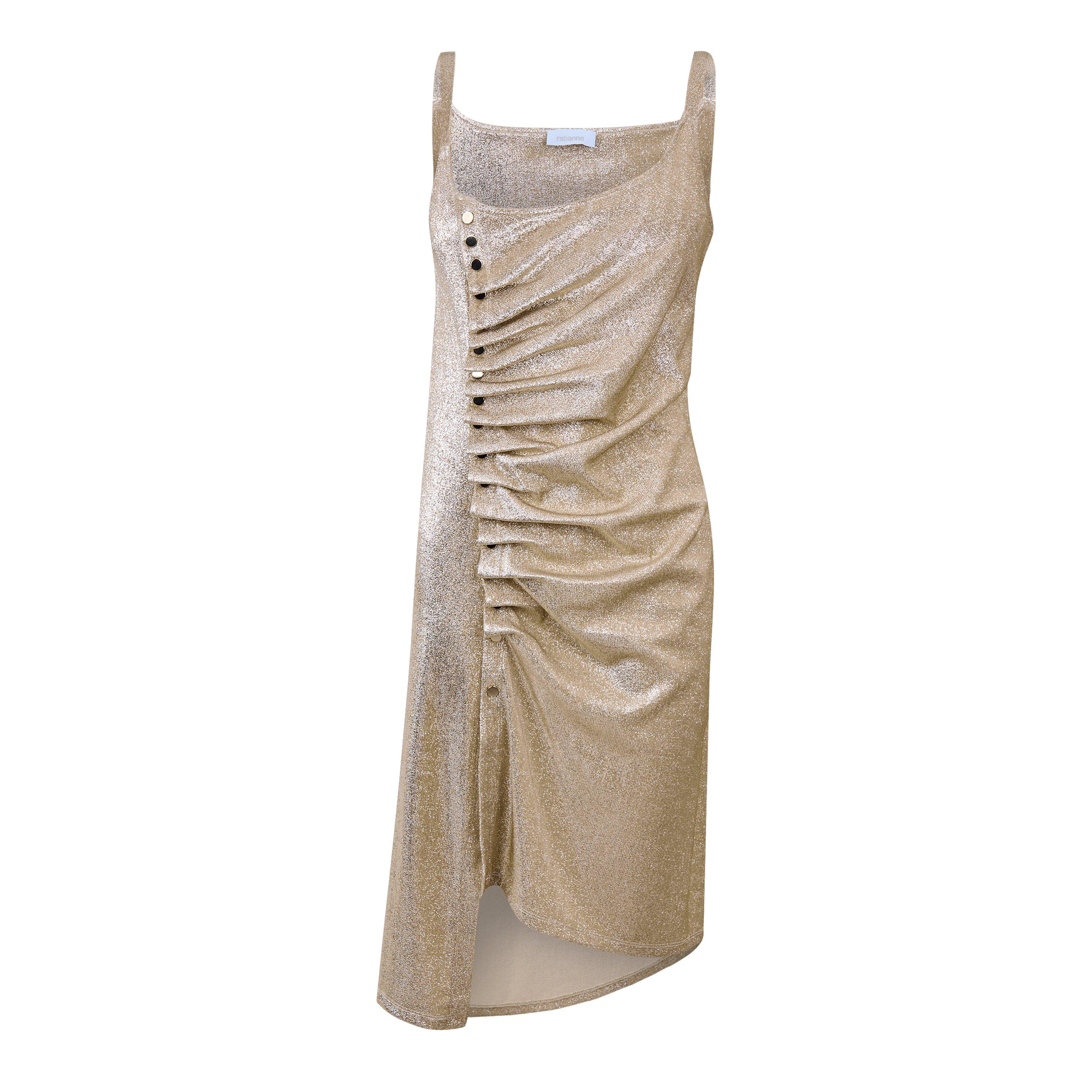 Silver/Gold - Rabanne - Metallic Ruched Mini Dress - 5