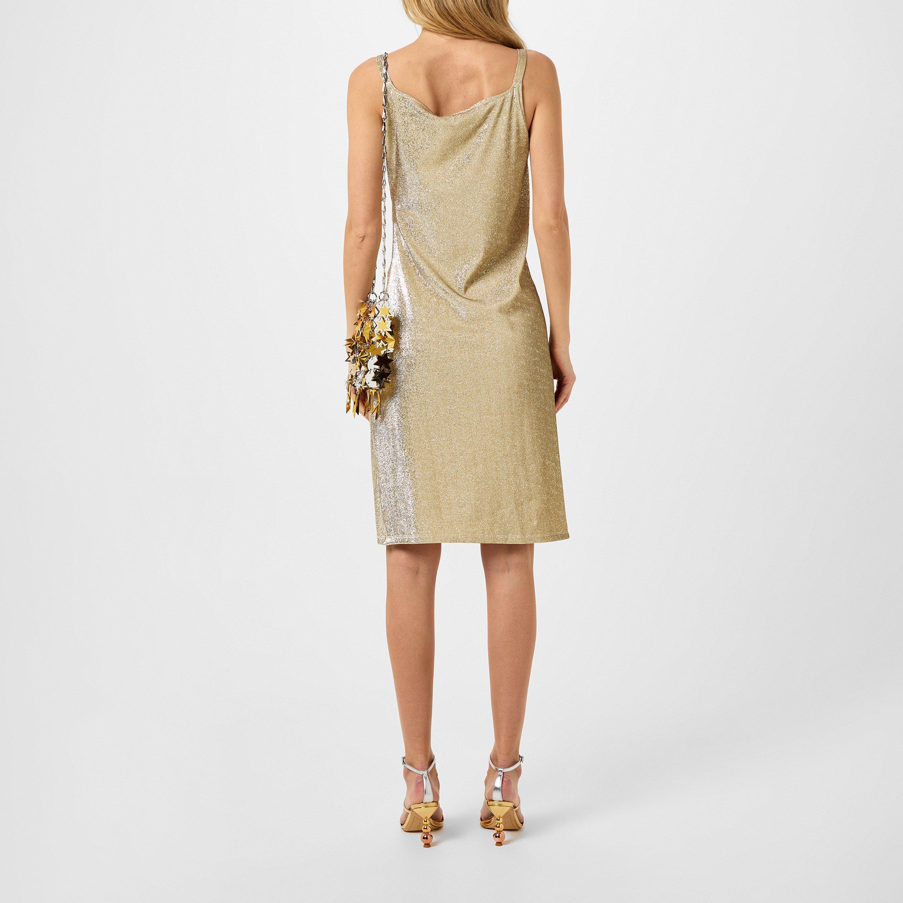 Silver/Gold - Rabanne - Metallic Ruched Mini Dress - 3