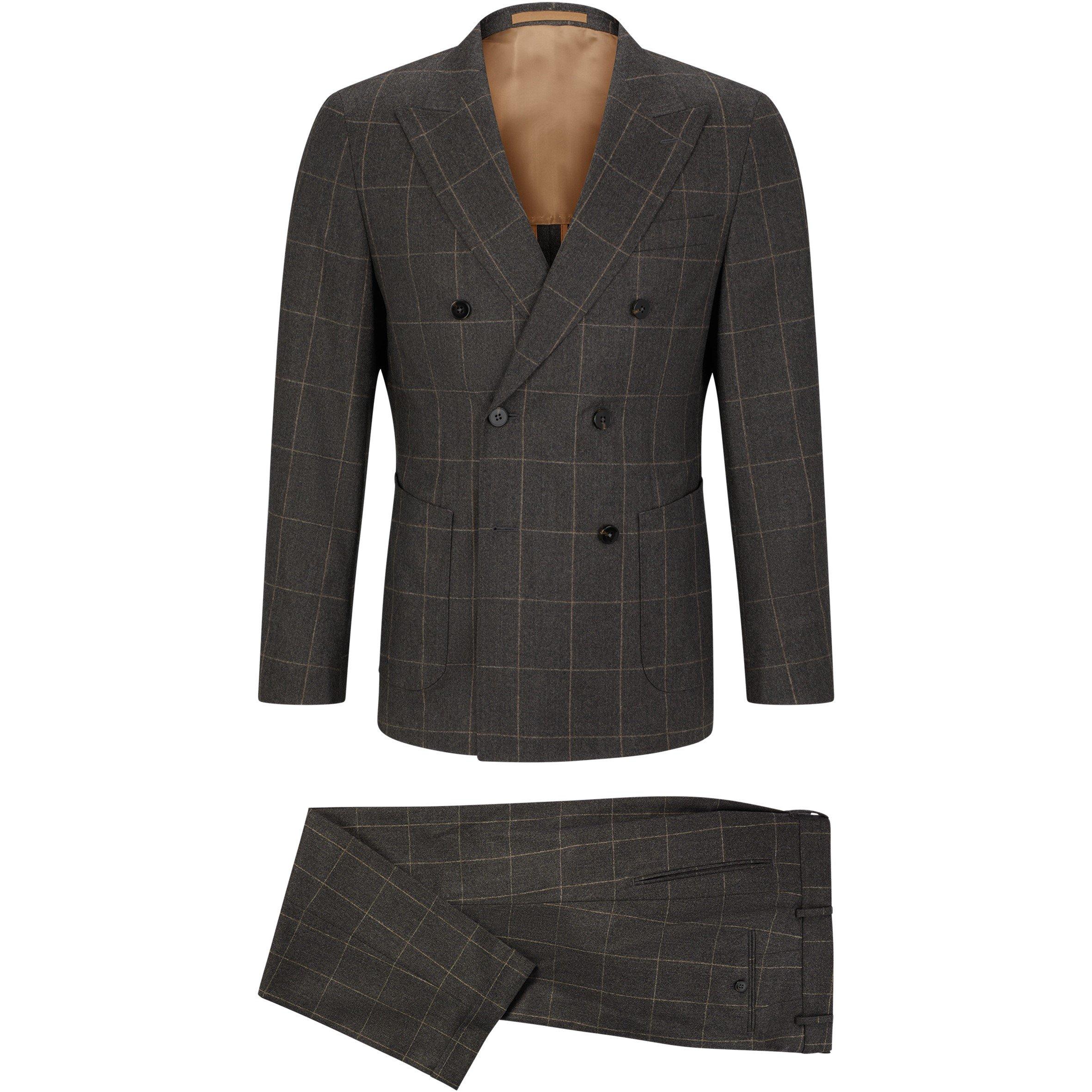 Grey - Boss - Men's Heston Pcs Double Breasted Suit - 4