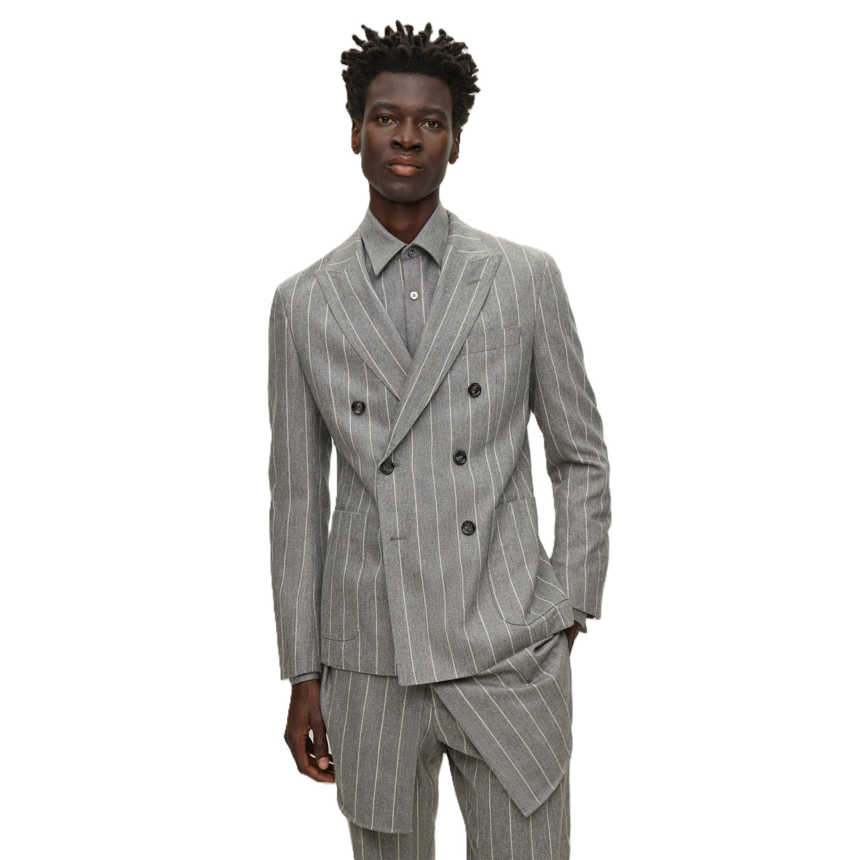 Grey - Boss - Men's C Huge Pcs Double Breasted Suit - 2