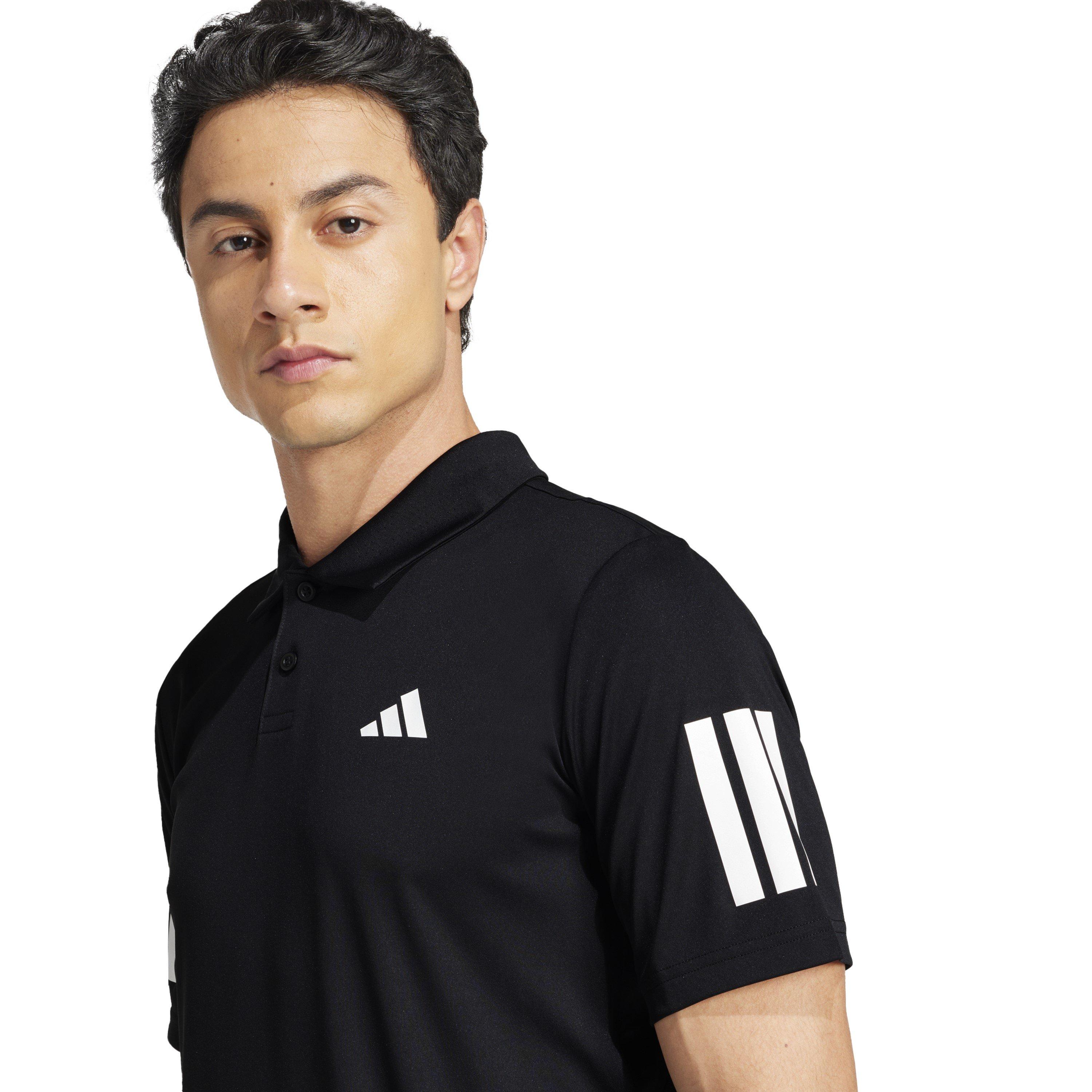 Schwarz/Weiß - adidas - Club 3 Stripe Polo Shirt Mens - 4