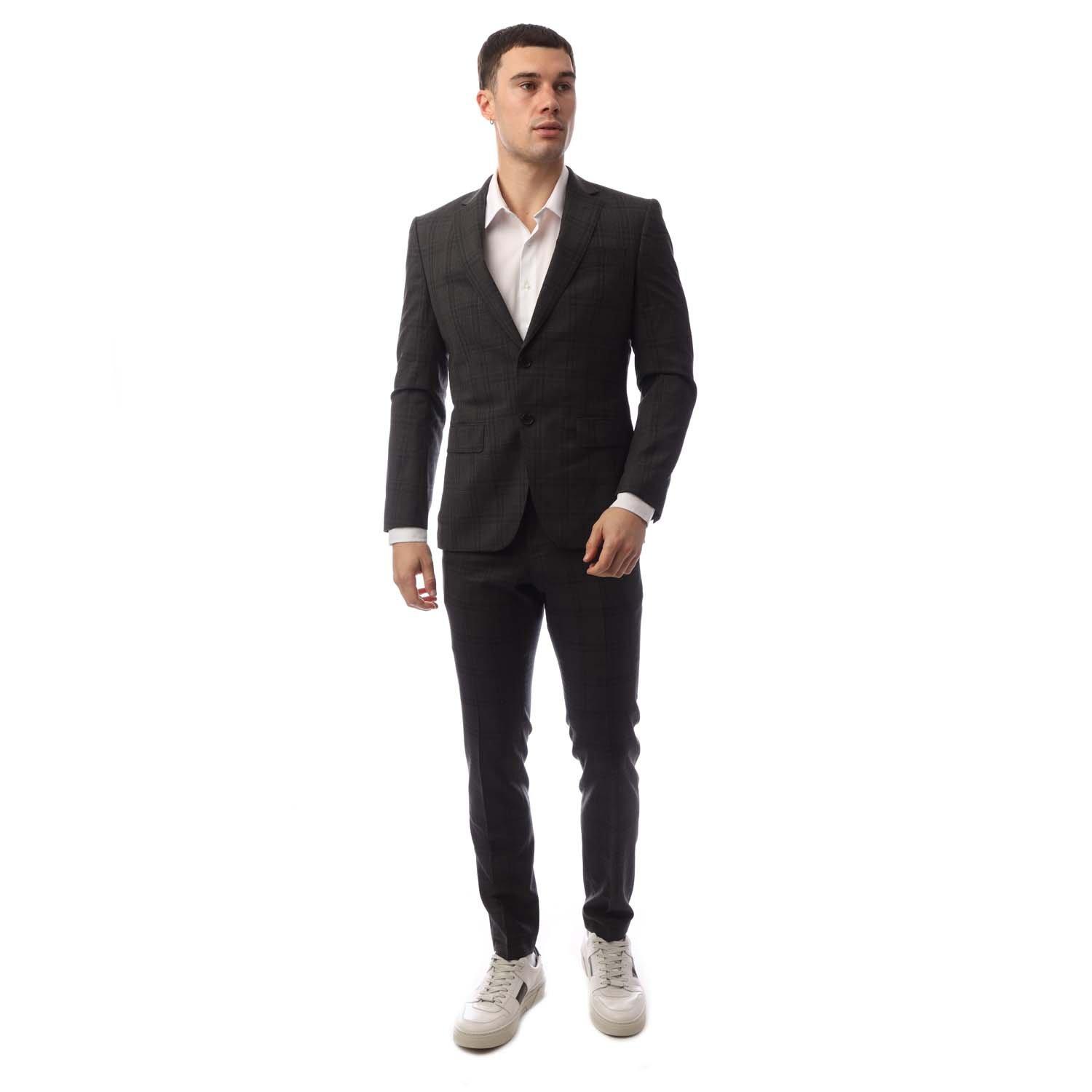 Boss Men's Structured Natural Stretch Streamlined Fit Suit - Grey - 48 (58)