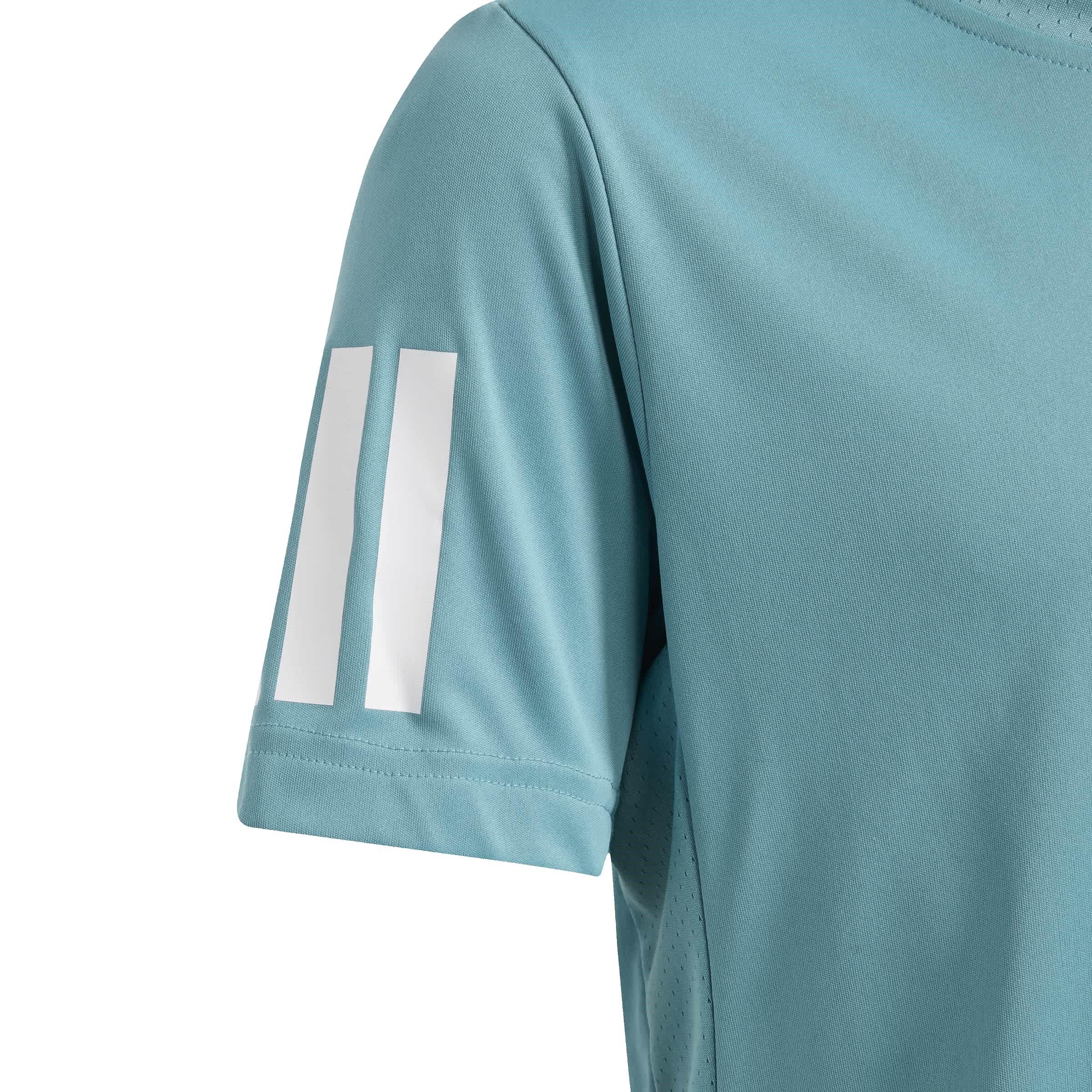 Powder Teal - adidas - Club Tennis 3-Stripes Juniors Performance T-Shirt - 5