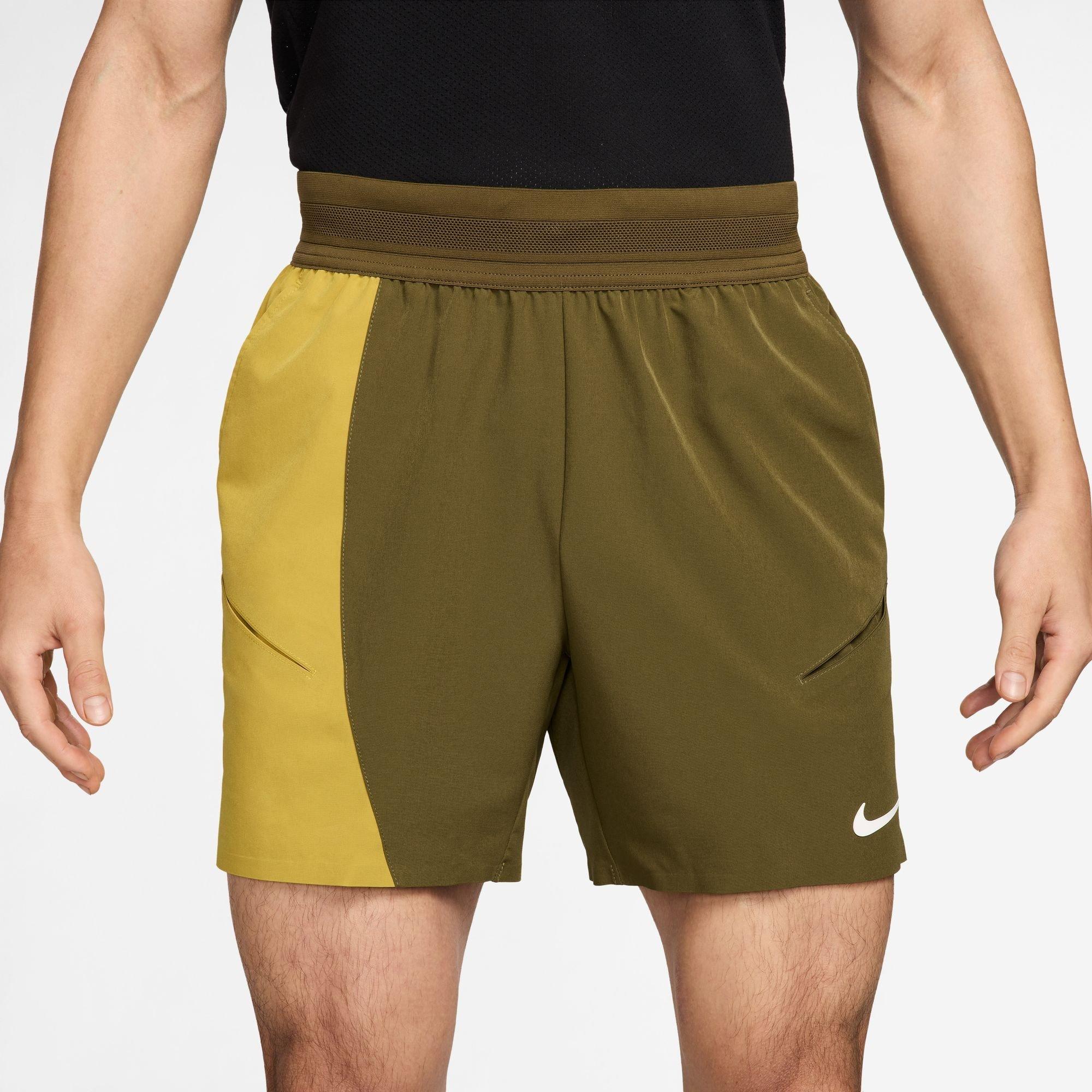 Nike Men's Performance Tennis Shorts - Olive/Saff - S