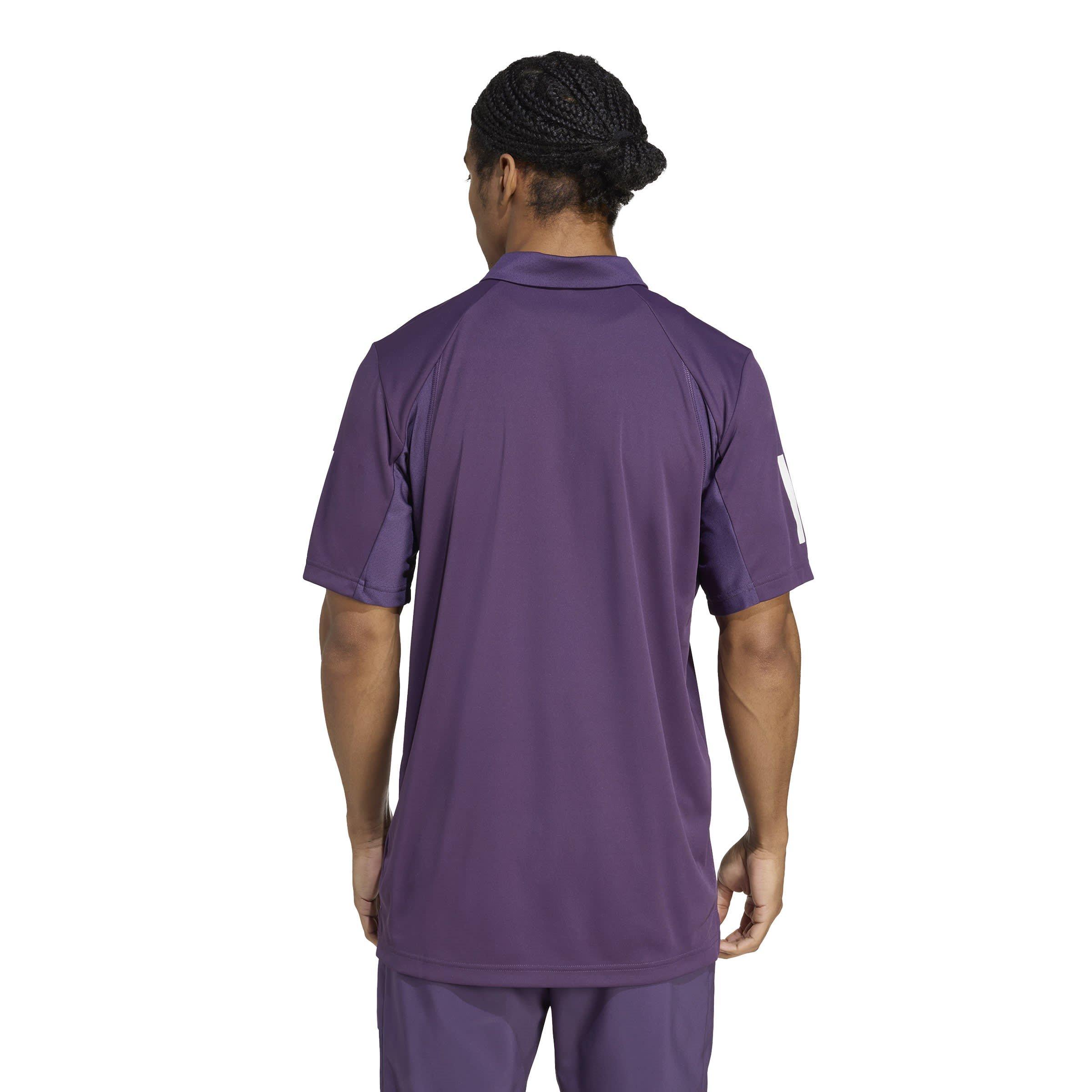Aurora Plum - adidas - Club Tennis 3-Stripes Mens Tennis Polo Shirt - 3