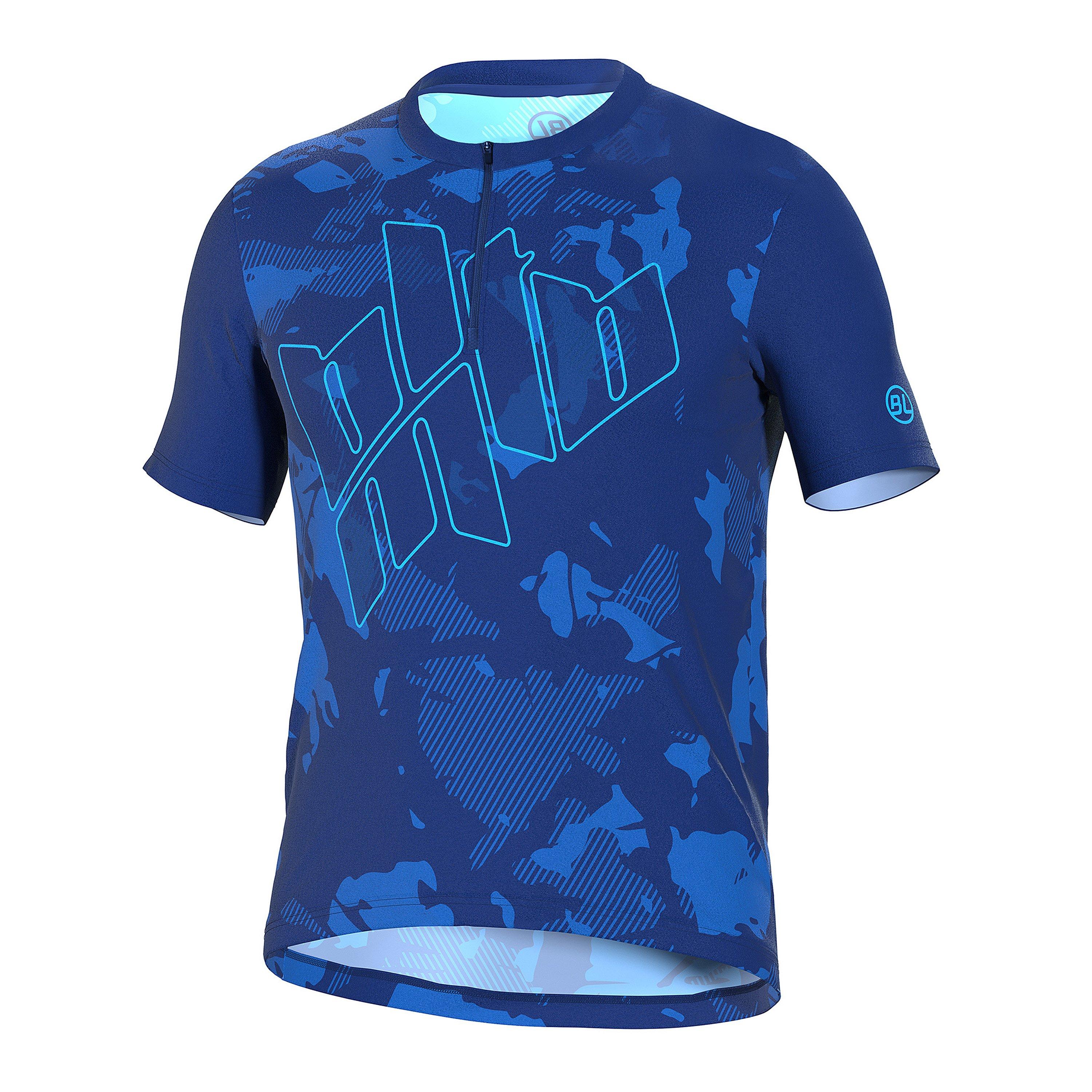 Dark Blue - Bicycle Line - Men's NERVESA Short Sleeve UPF 30+ Cycling Jersey - 1