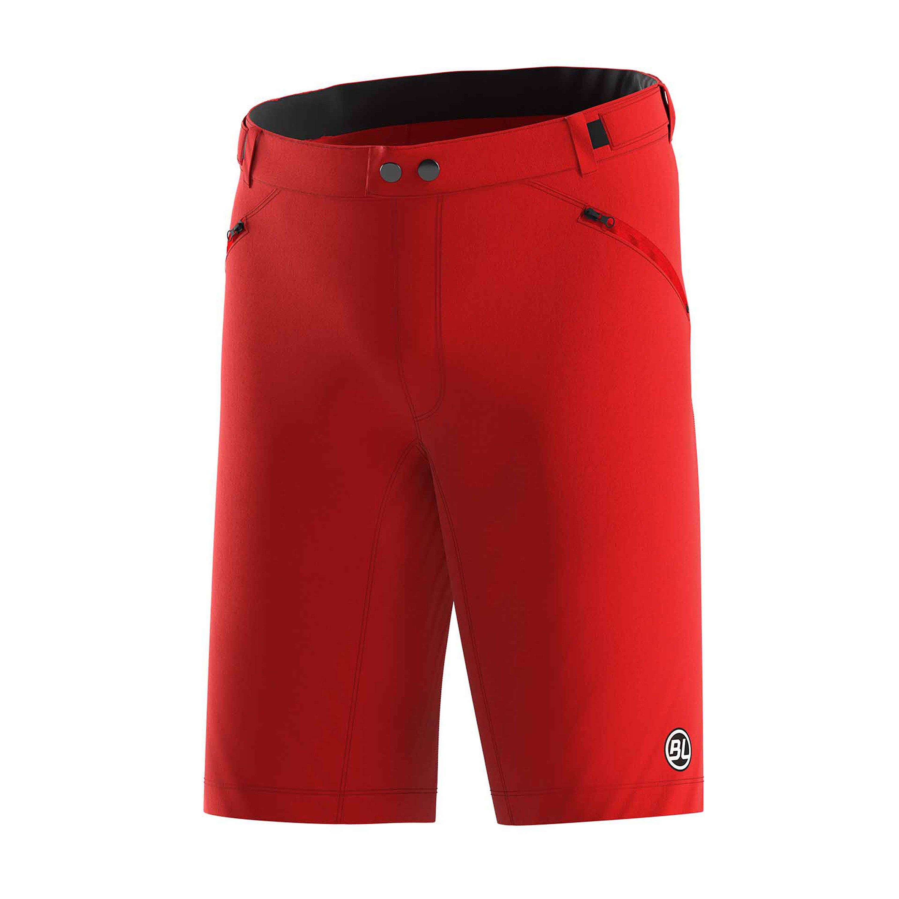 Red - Bicycle Line - Men's Ostiglia 2 Baggy UPF 50+ Knee Length Zip Pockets MTB Shorts - 1