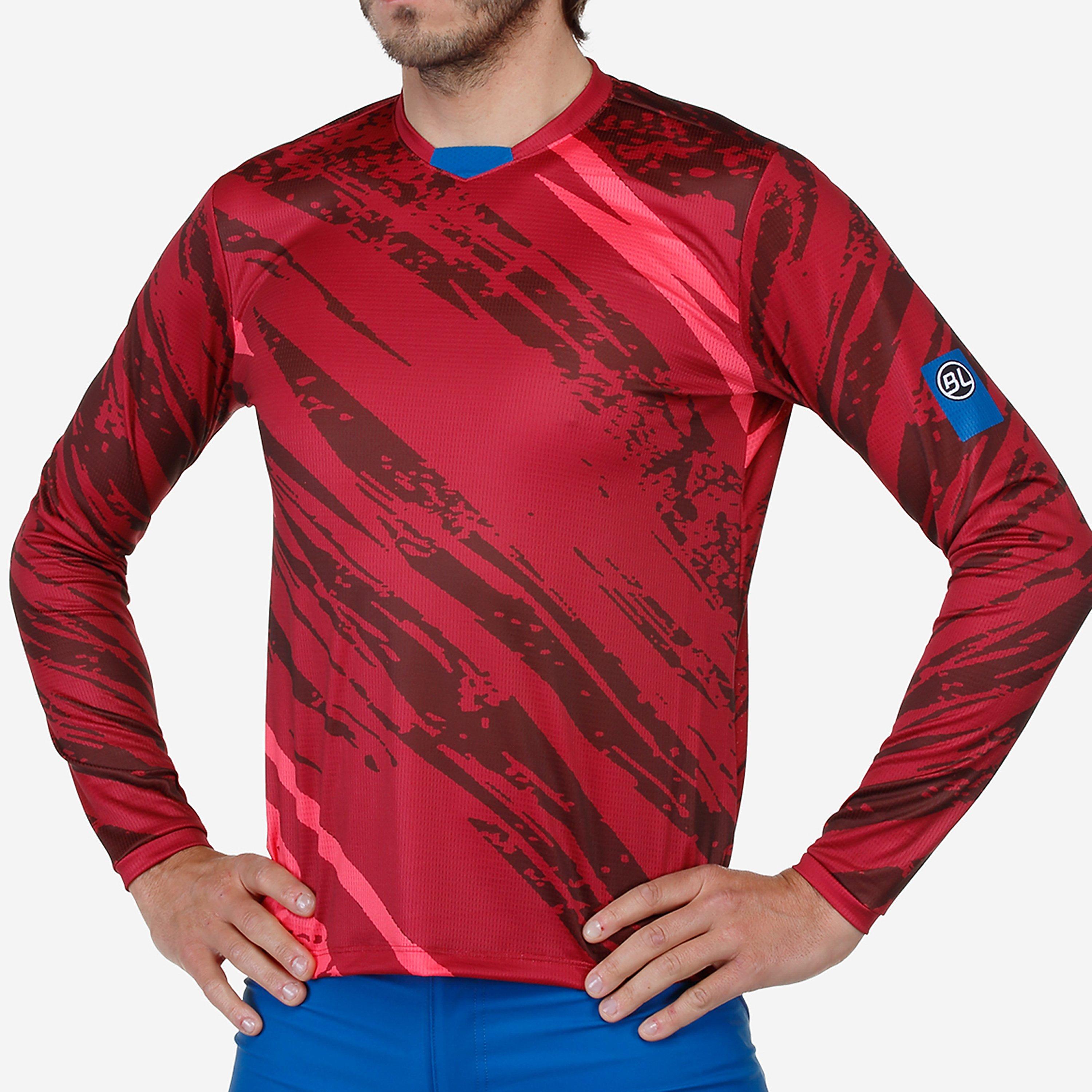 Bordeaux - Bicycle Line - Men's Ponente UPF 30+ V-Neck Long Sleeve Cycling Jersey - 3