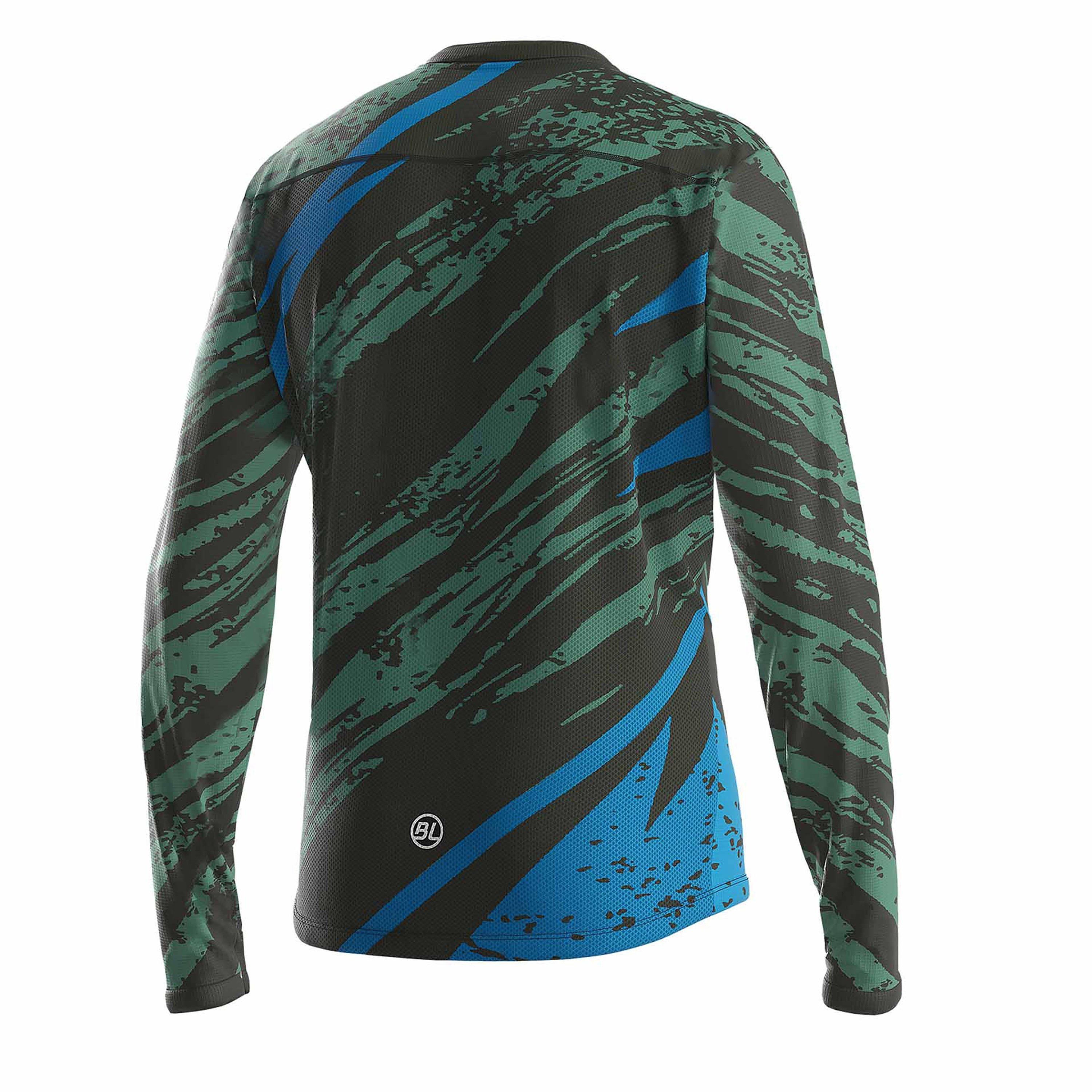 Dark Green - Bicycle Line - Men's Ponente UPF 30+ V-Neck Long Sleeve Cycling Jersey - 2