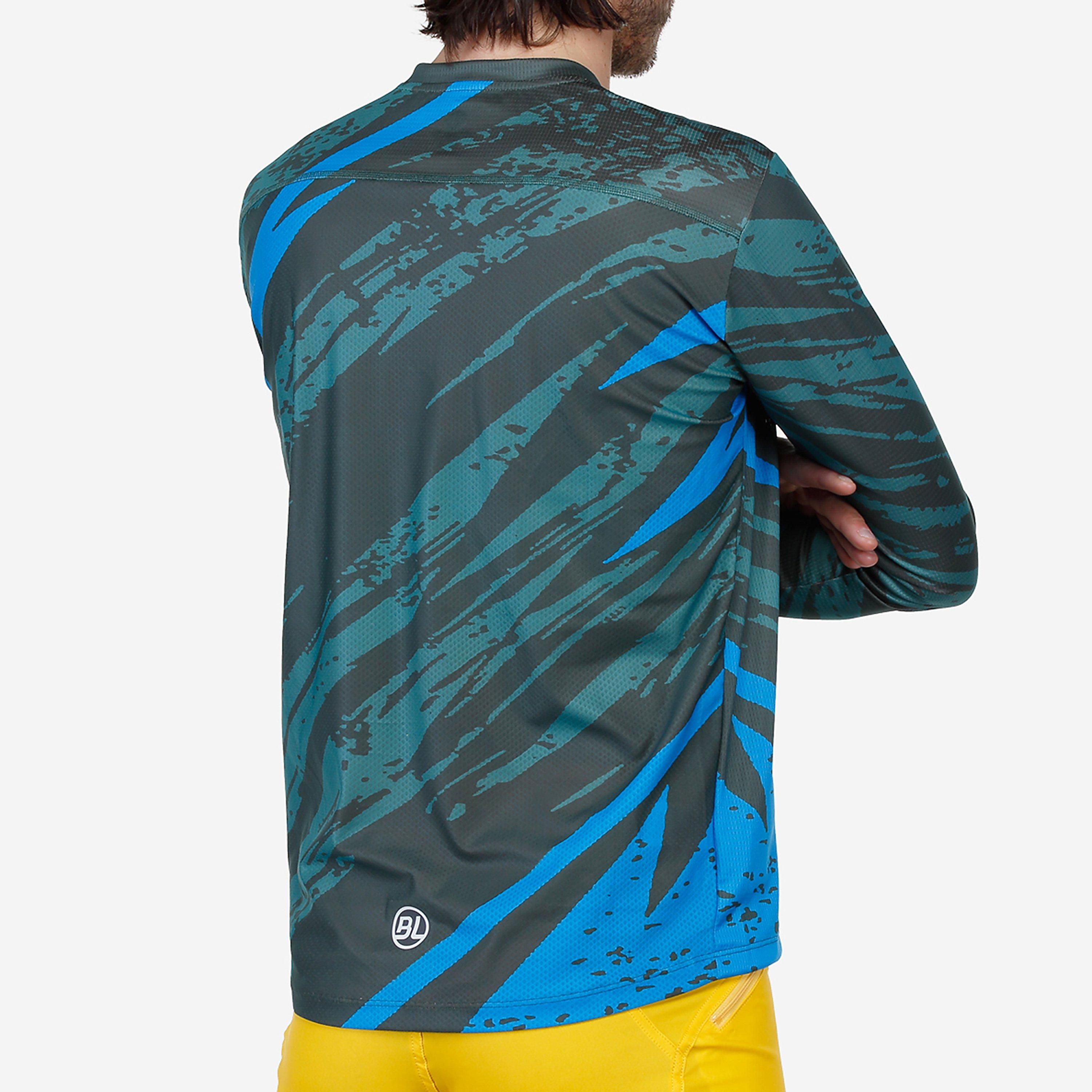 Dark Green - Bicycle Line - Men's Ponente UPF 30+ V-Neck Long Sleeve Cycling Jersey - 4