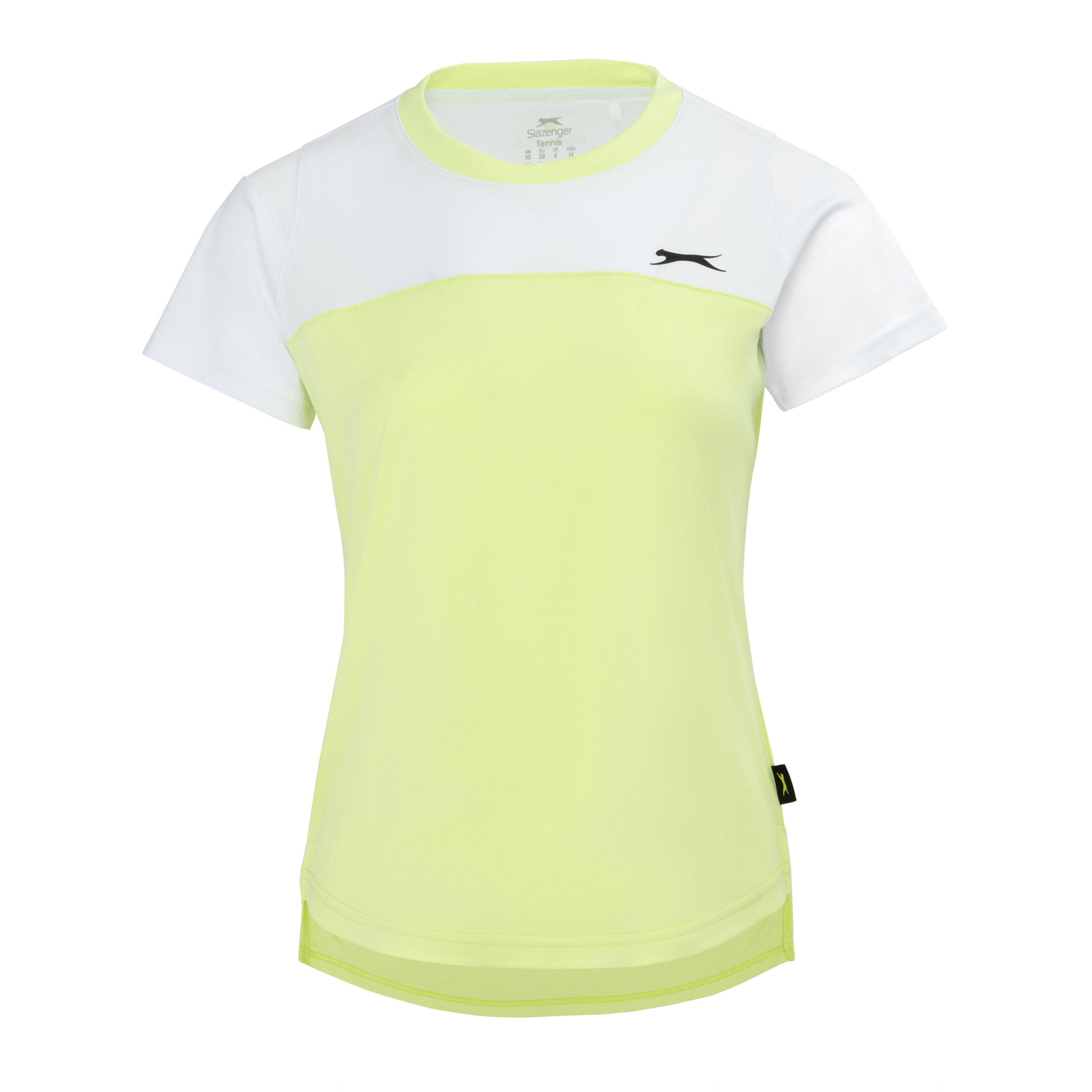 Slazenger Women's Court Tee - White/Lime - 8 (36)
