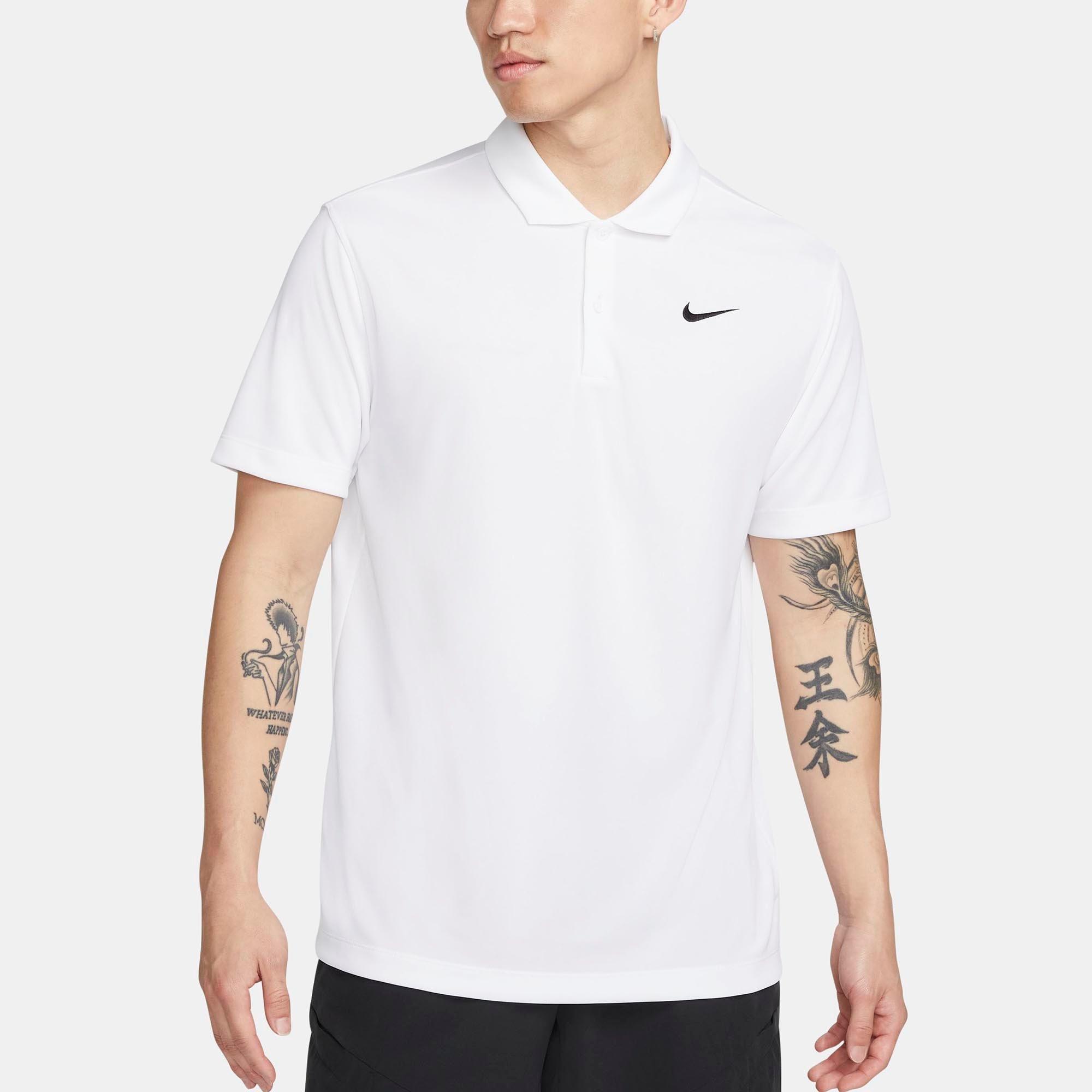White/Black - Nike - Dri FIT Court Mens Tennis Polo Shirt - 1