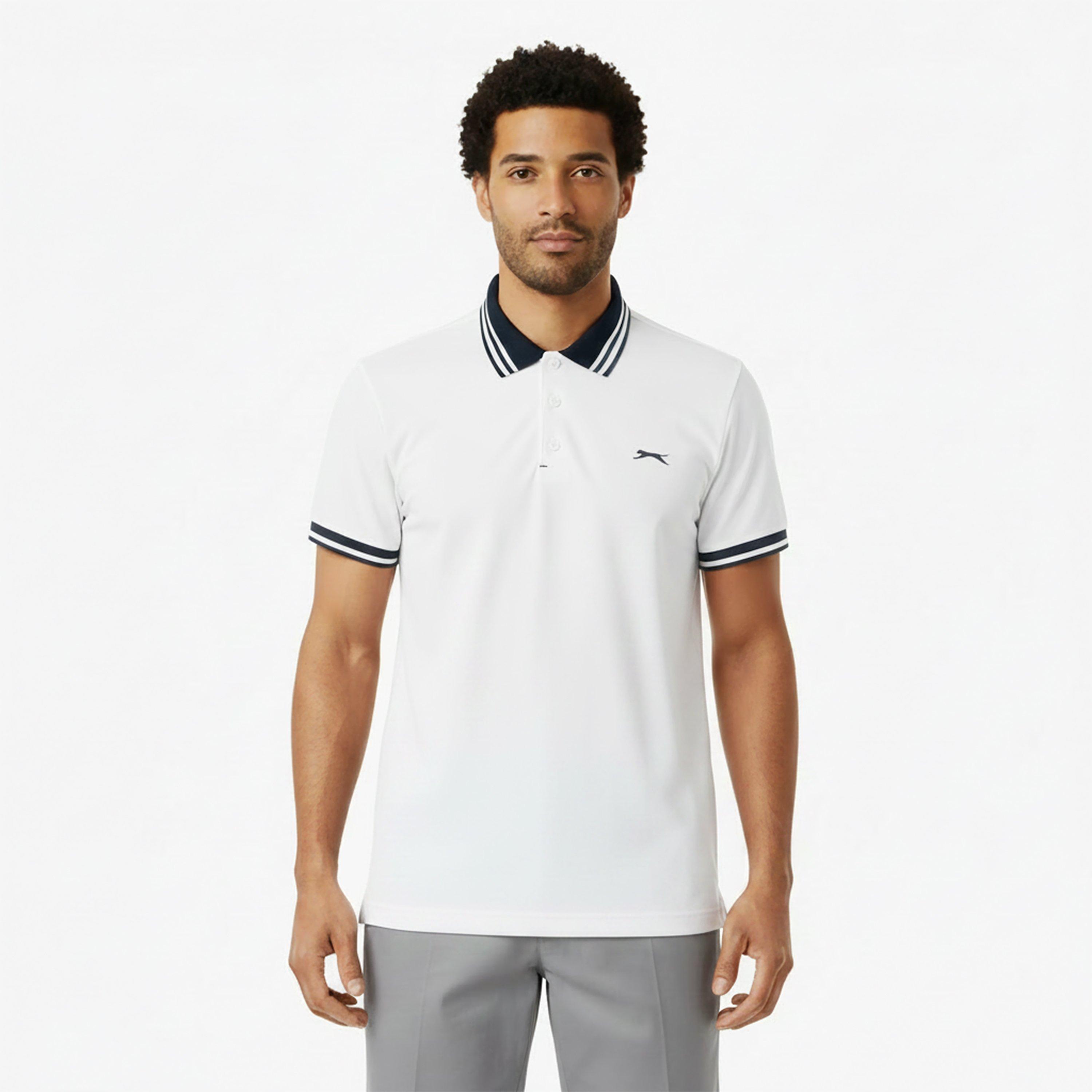 White - Slazenger - Contrast Polo Mens - 3
