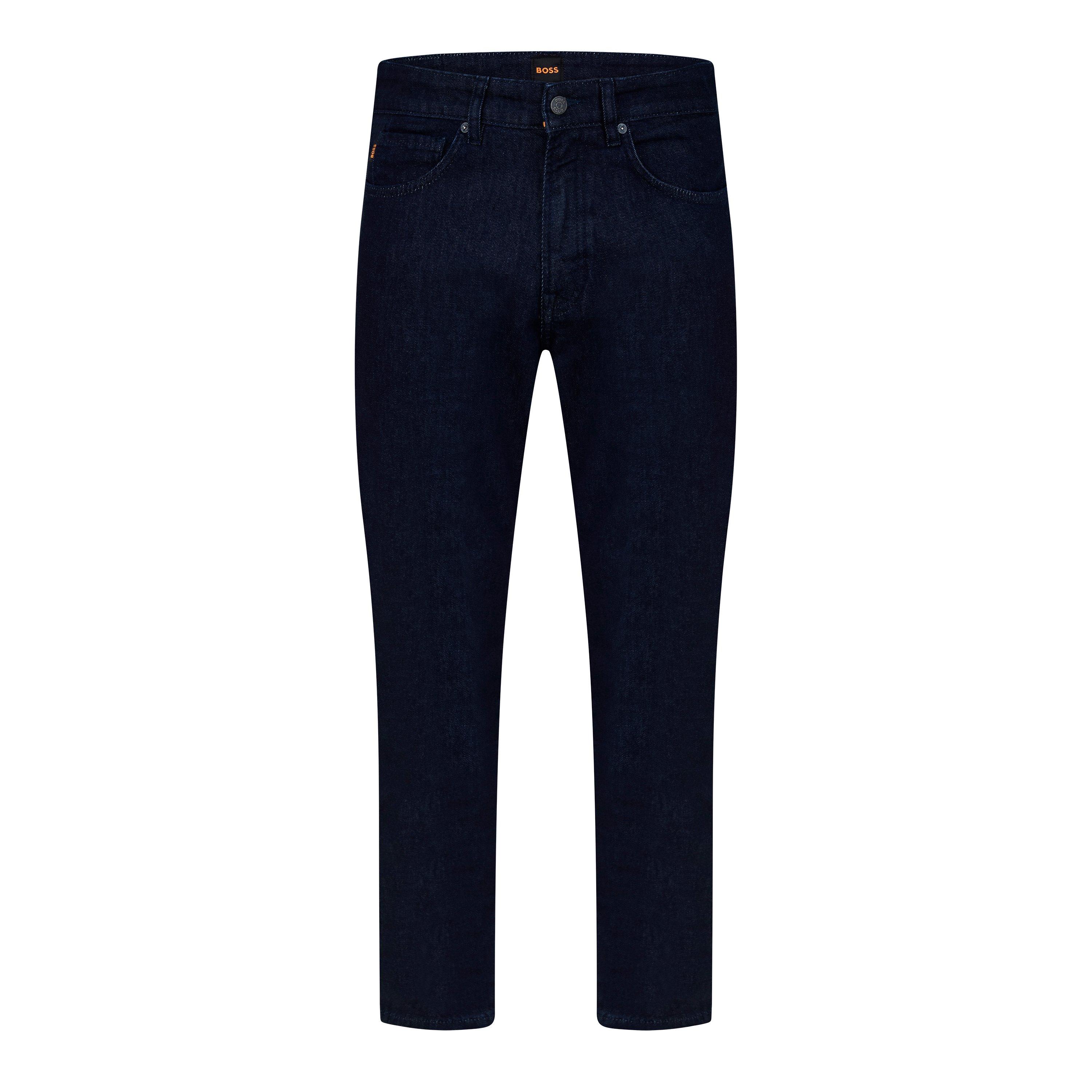 Boss Mens BOSS Straight Denim Jeans with Logo Detail (ReMaine) - Dark Blue 403 - Size 34W L