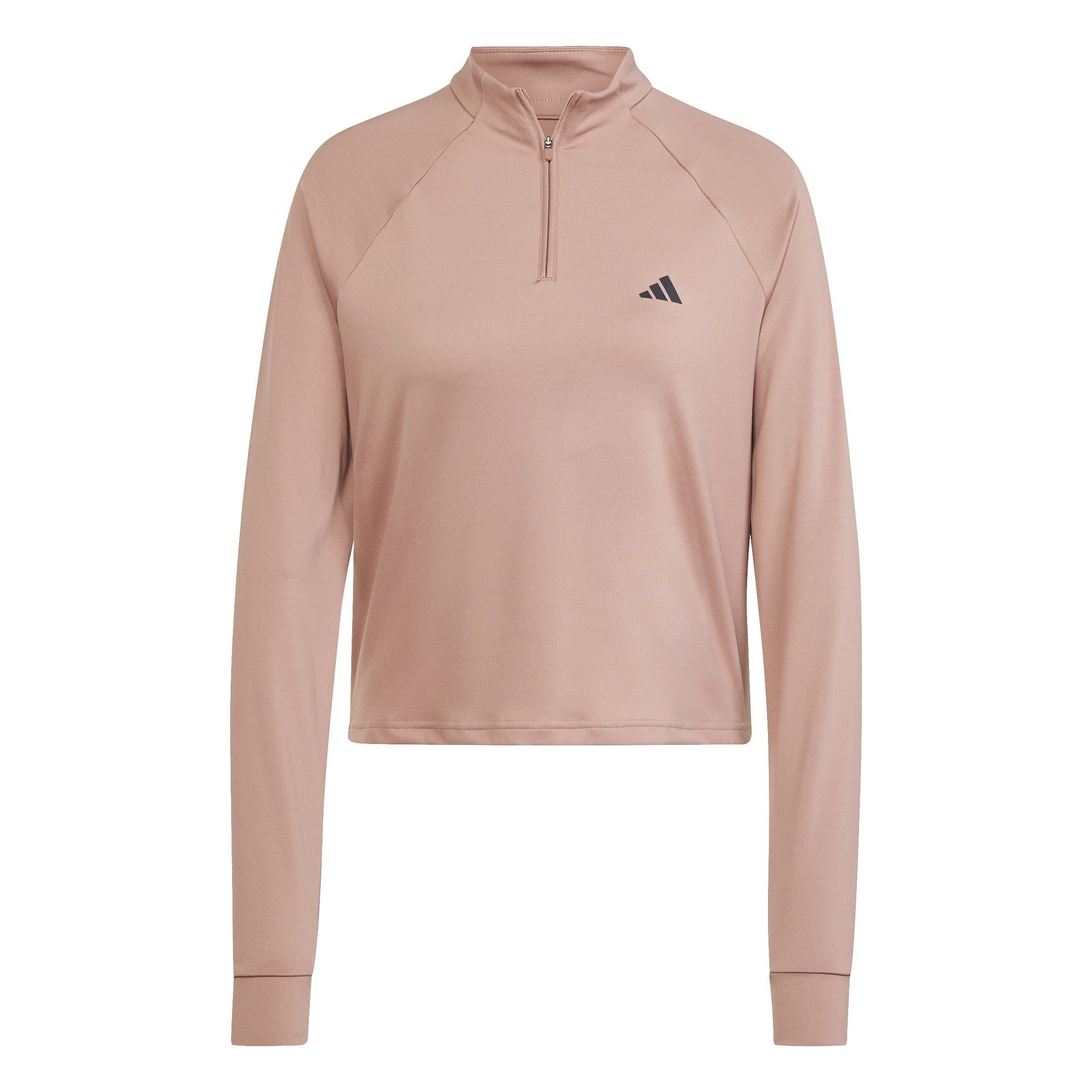 Warm Clay/Black - adidas - Train Essentials Quarter Zip Top Womens - 1