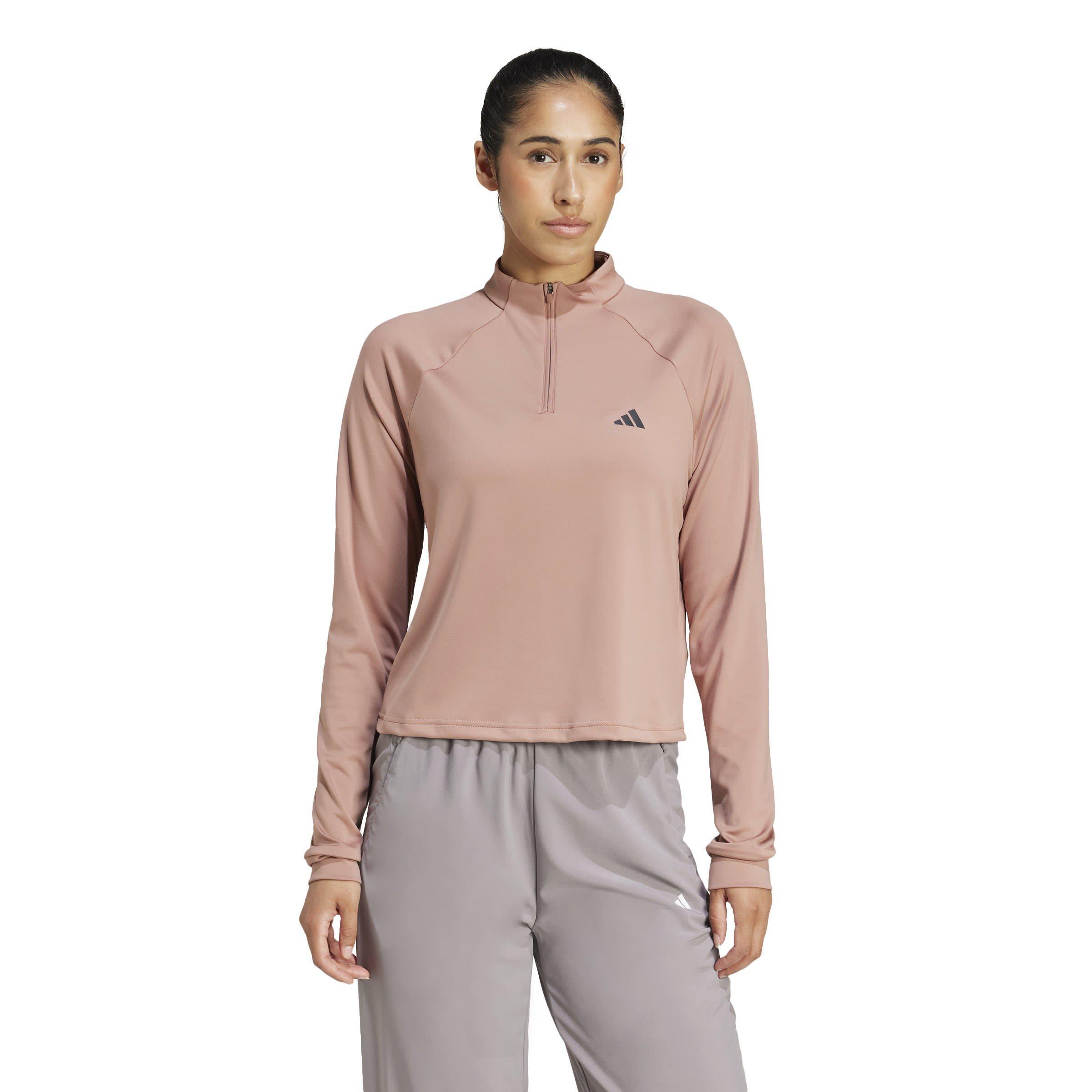 Warm Clay/Black - adidas - Train Essentials Quarter Zip Top Womens - 2