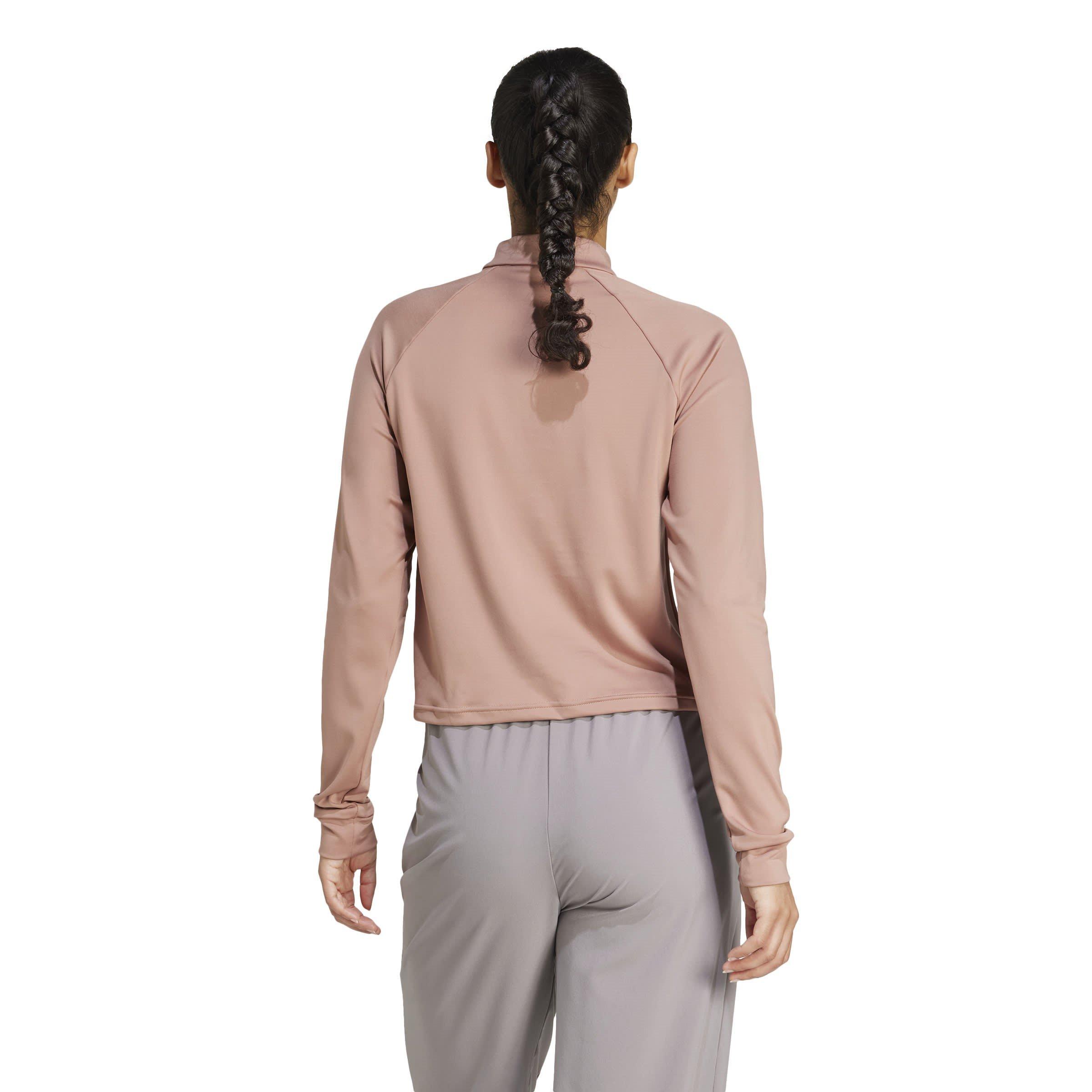 Warm Clay/Black - adidas - Train Essentials Quarter Zip Top Womens - 3