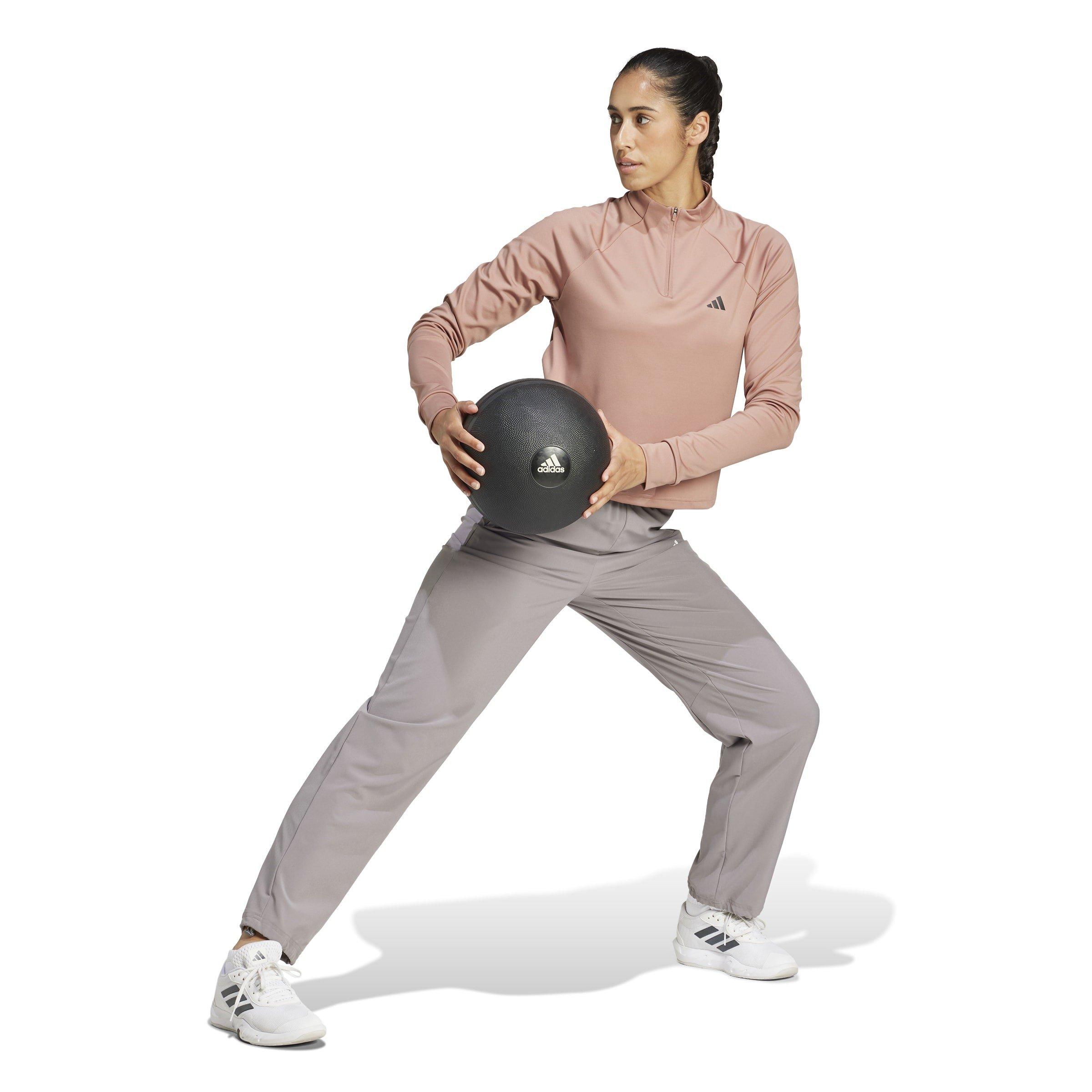 Warm Clay/Black - adidas - Train Essentials Quarter Zip Top Womens - 4