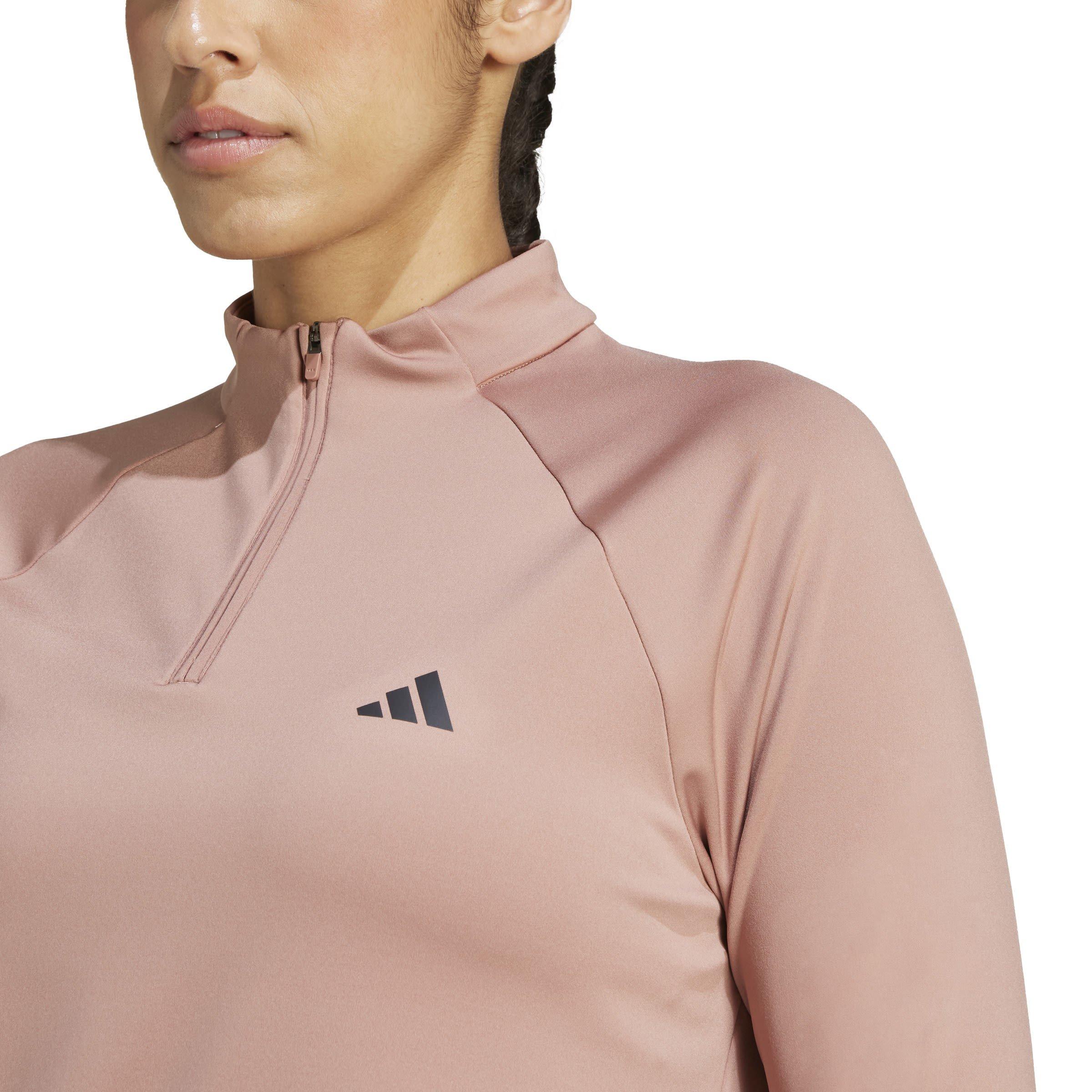 Warm Clay/Black - adidas - Train Essentials Quarter Zip Top Womens - 5